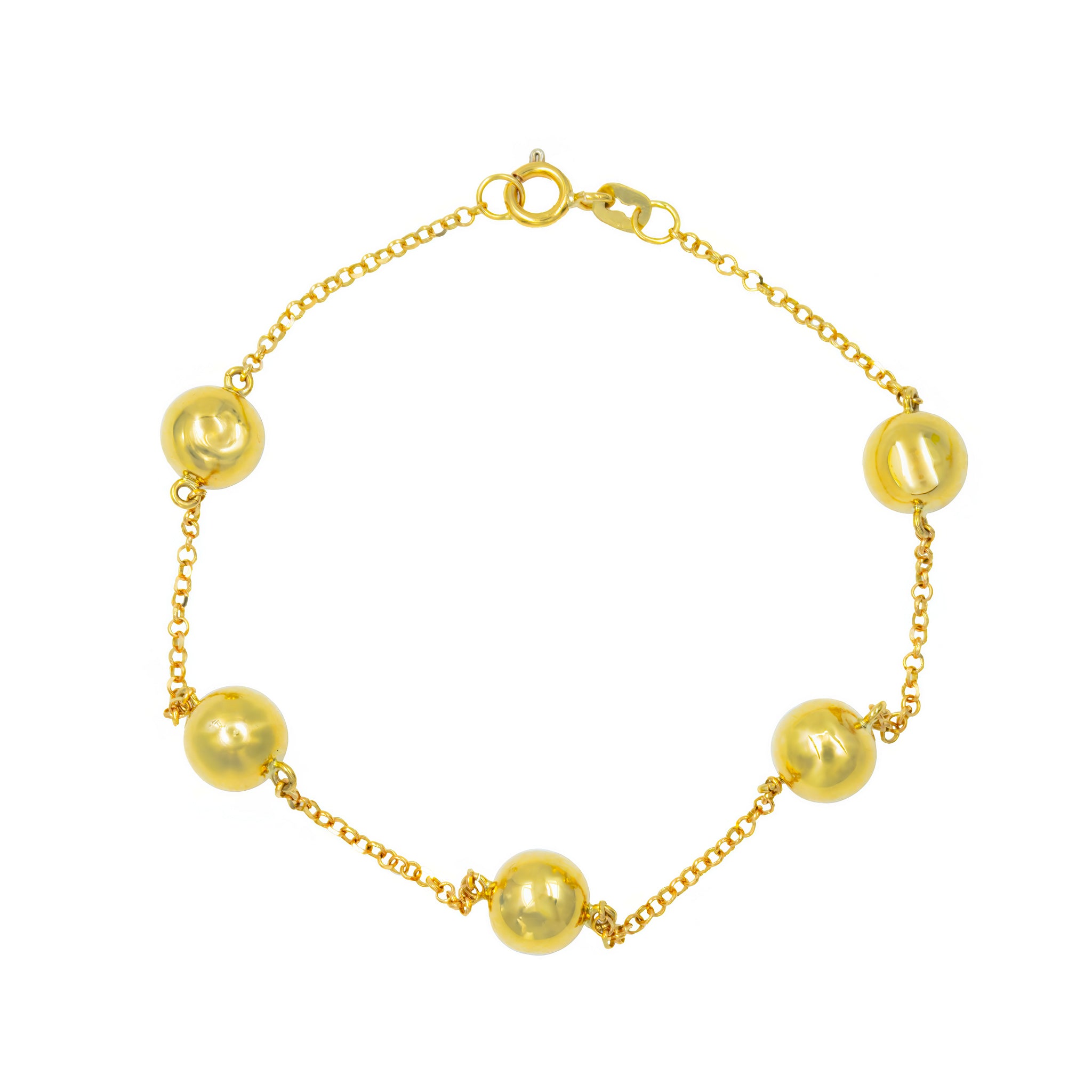 Pulseira 5 bolas ouro 18k
