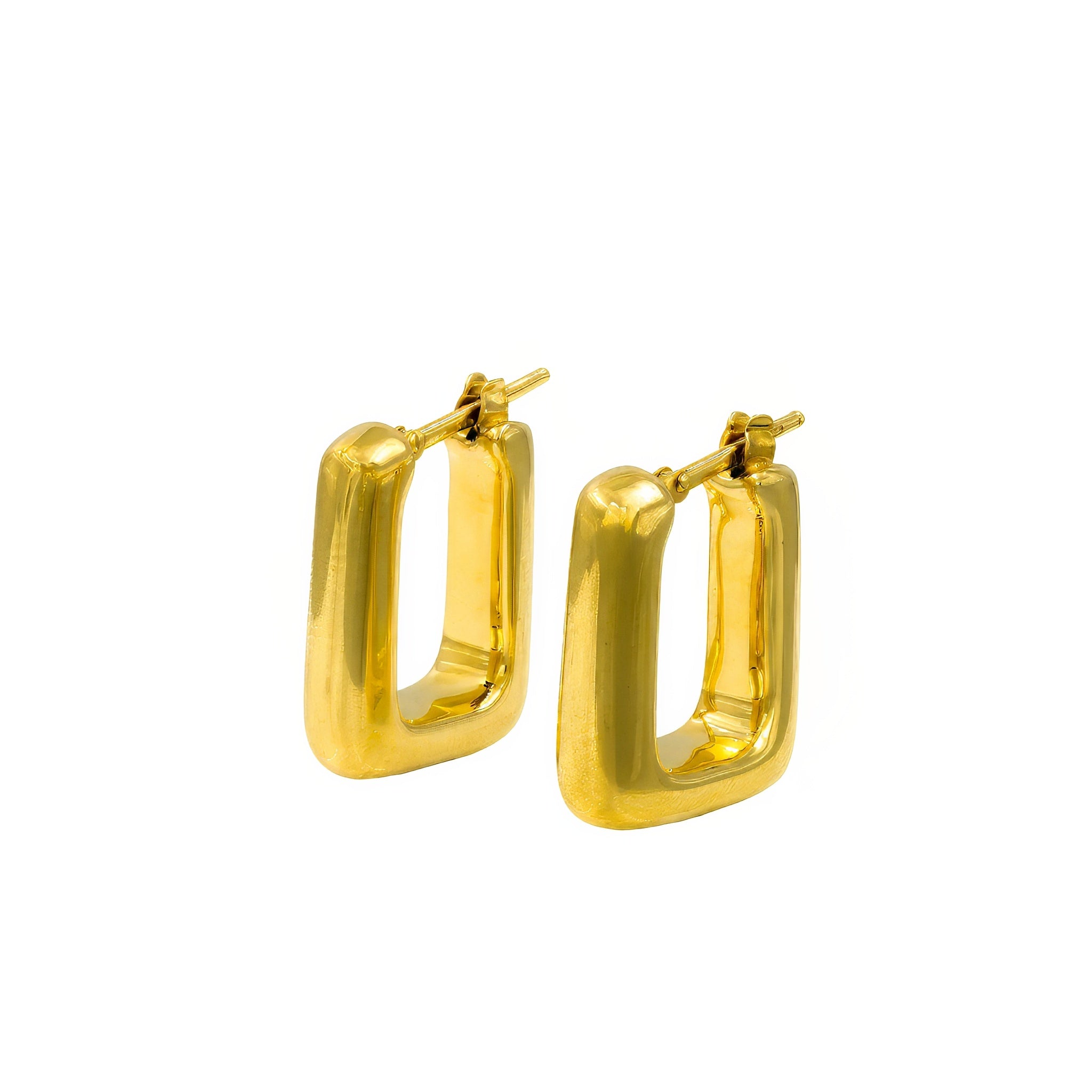 Brinco argola retangular ouro 18k