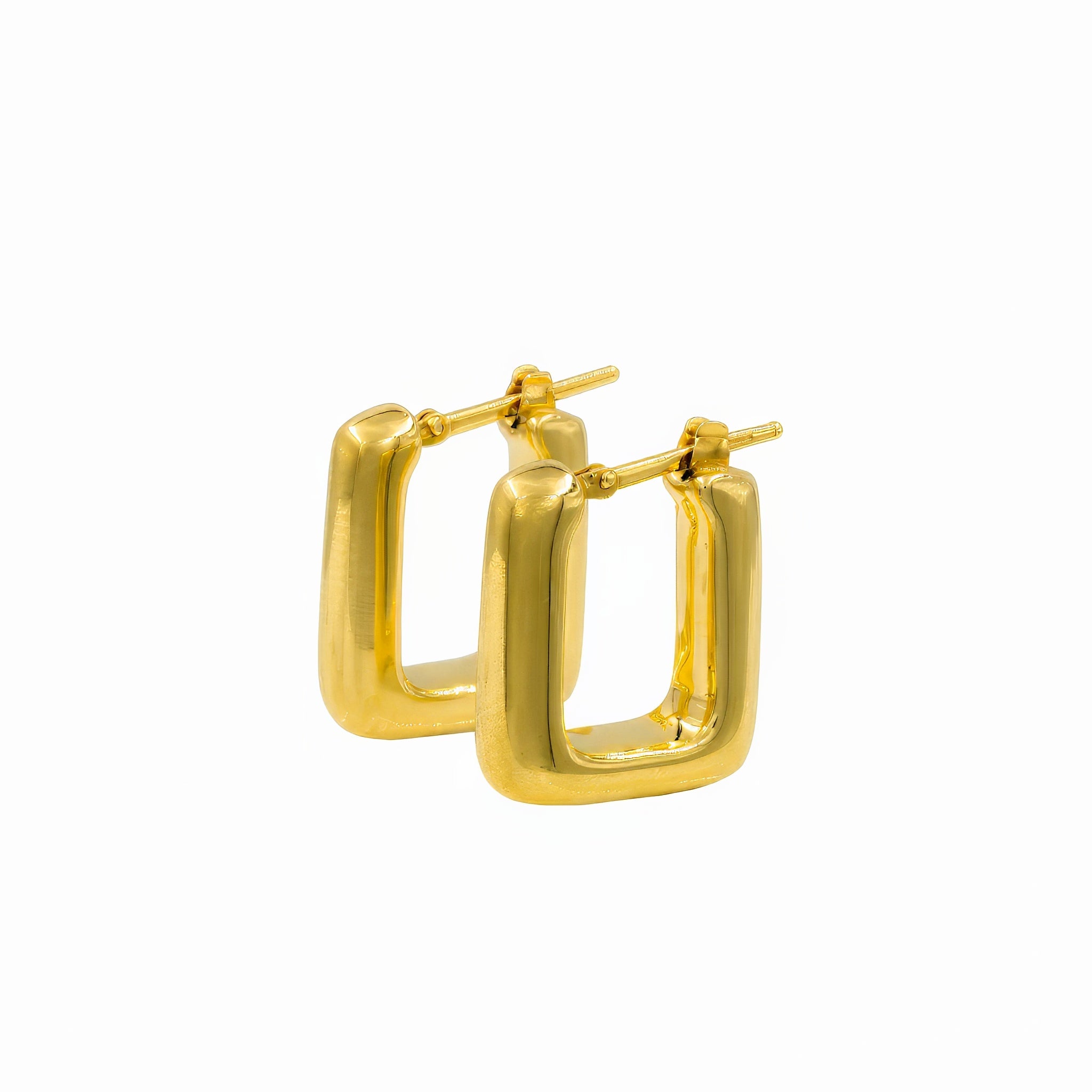 Brinco argola retangular ouro 18k