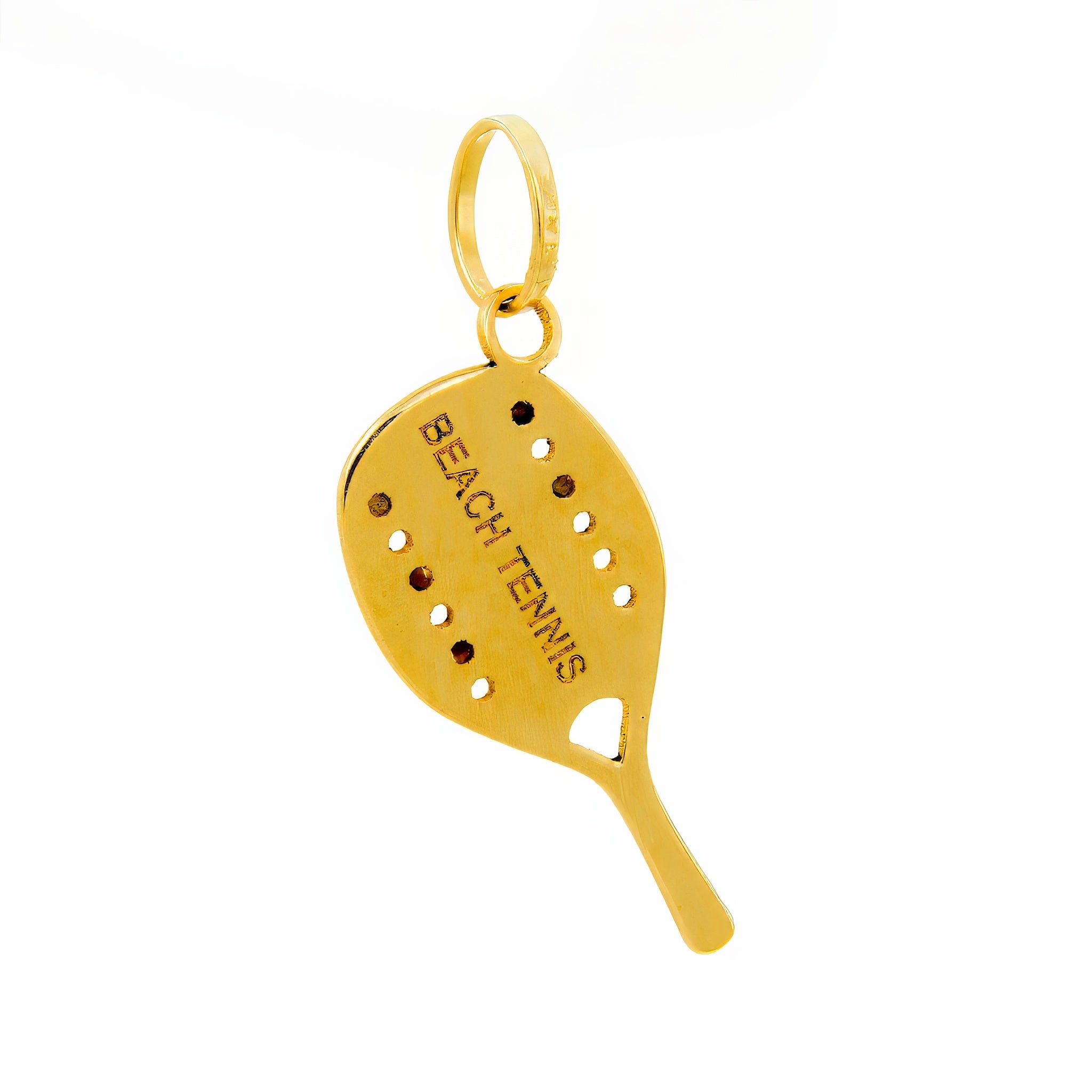 Pingente raquete beach tenis ouro 18k