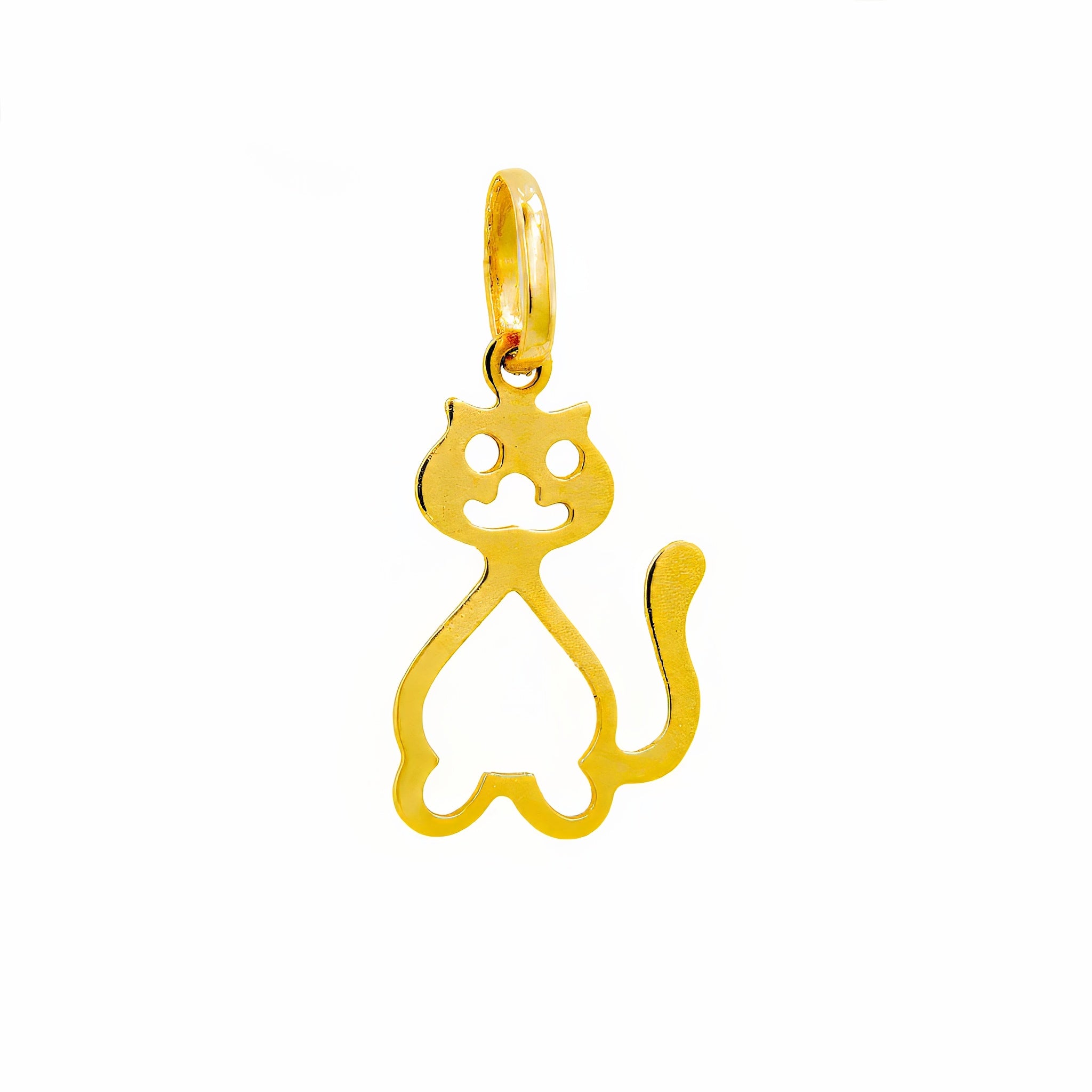 Pingente gato vazado ouro 18k