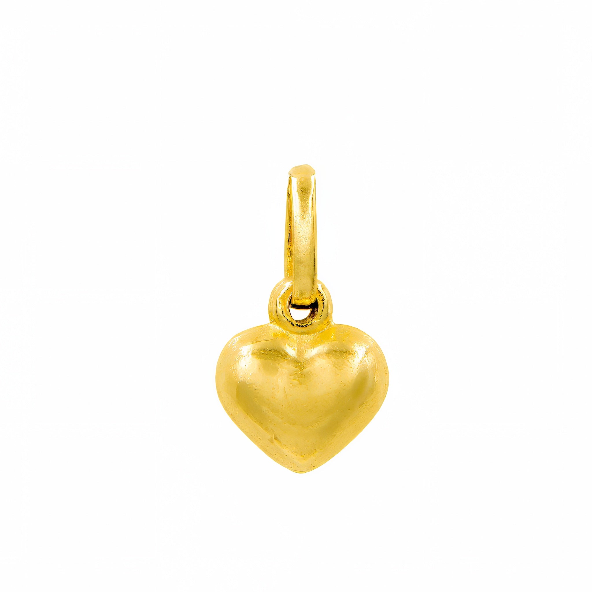 Pingente mini coração massiço, dupla face, ouro 18k