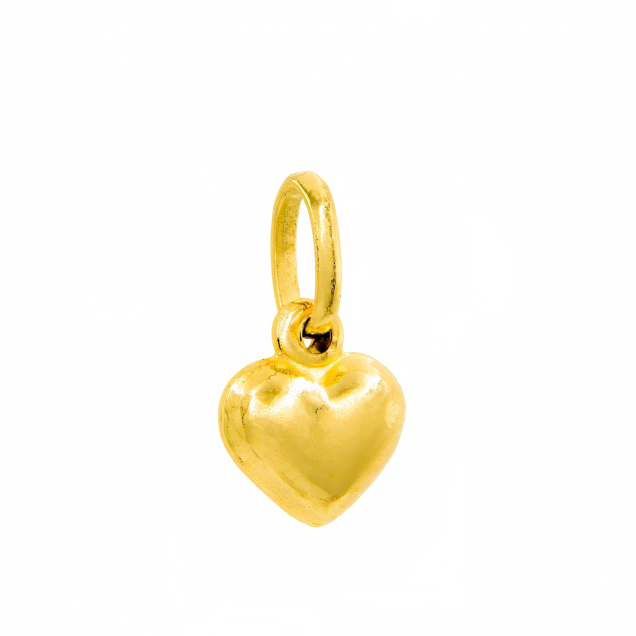 Pingente mini coração massiço, dupla face, ouro 18k