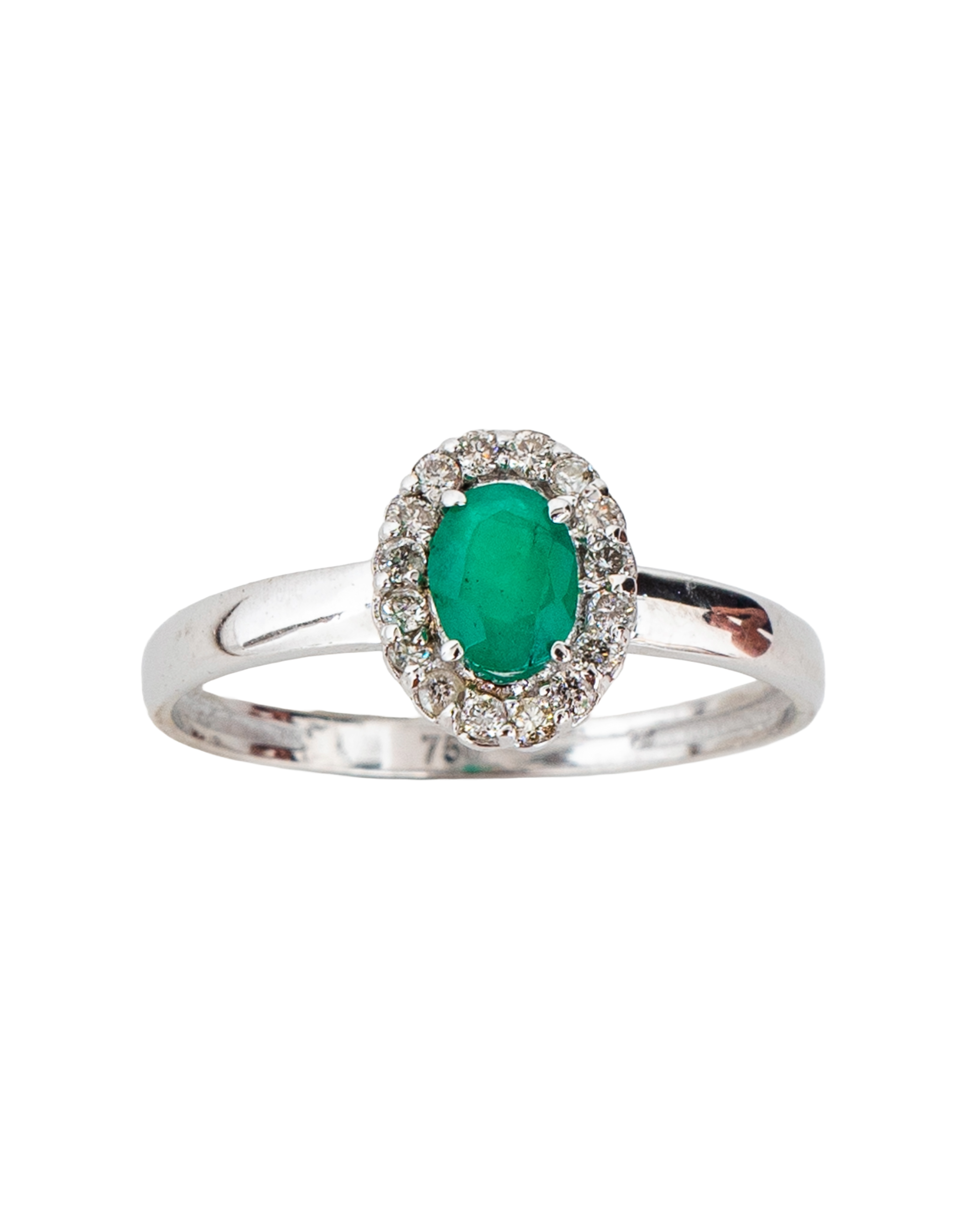 Anel gota de esmeralda, ouro 18k e diamante