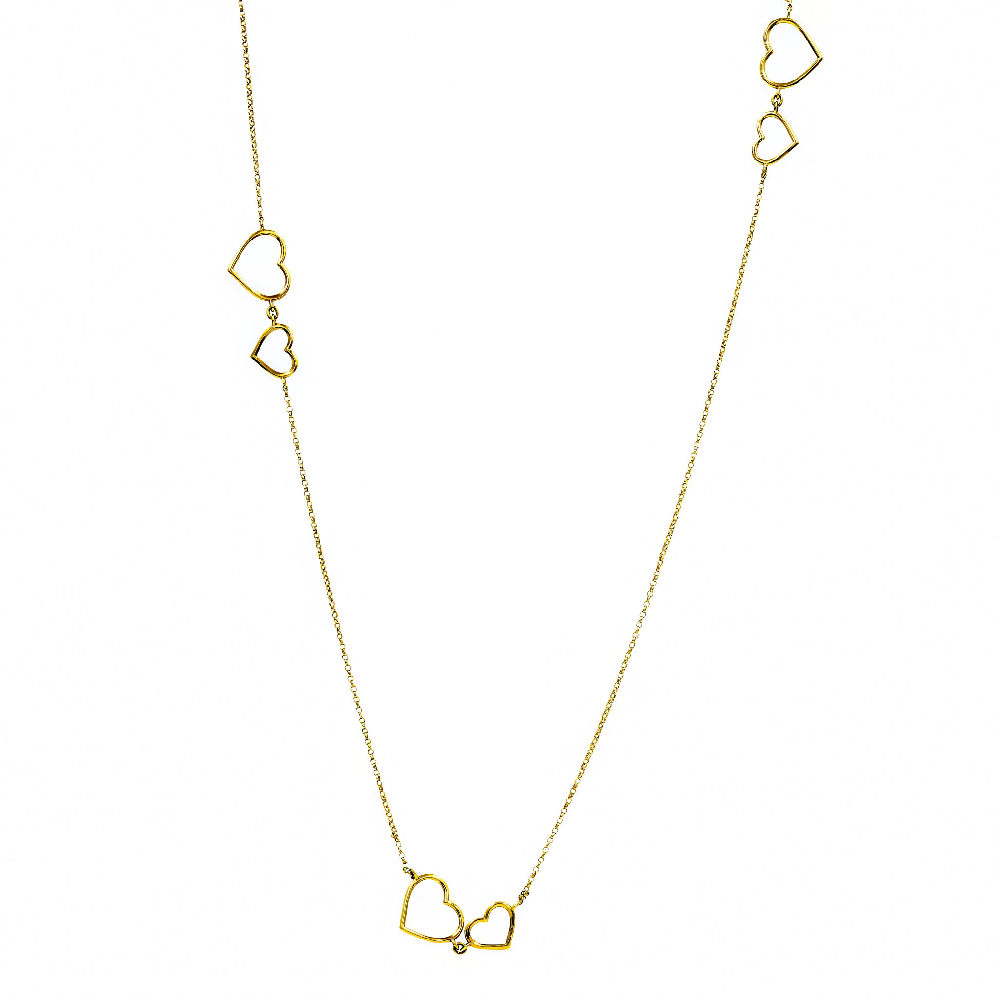 Gargantilha corações duplos apaixonantes ouro 18k