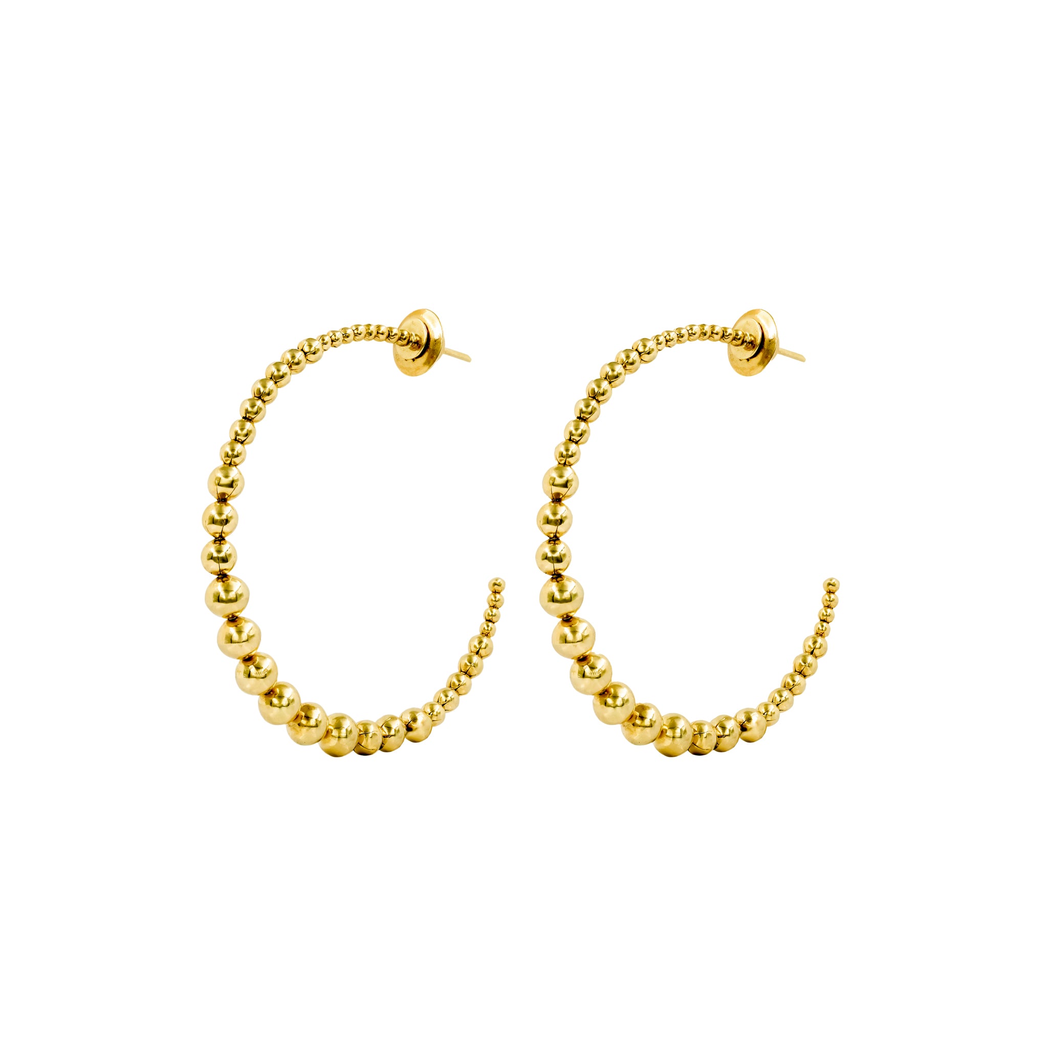 Brinco argola de bolas degradê ouro 18k