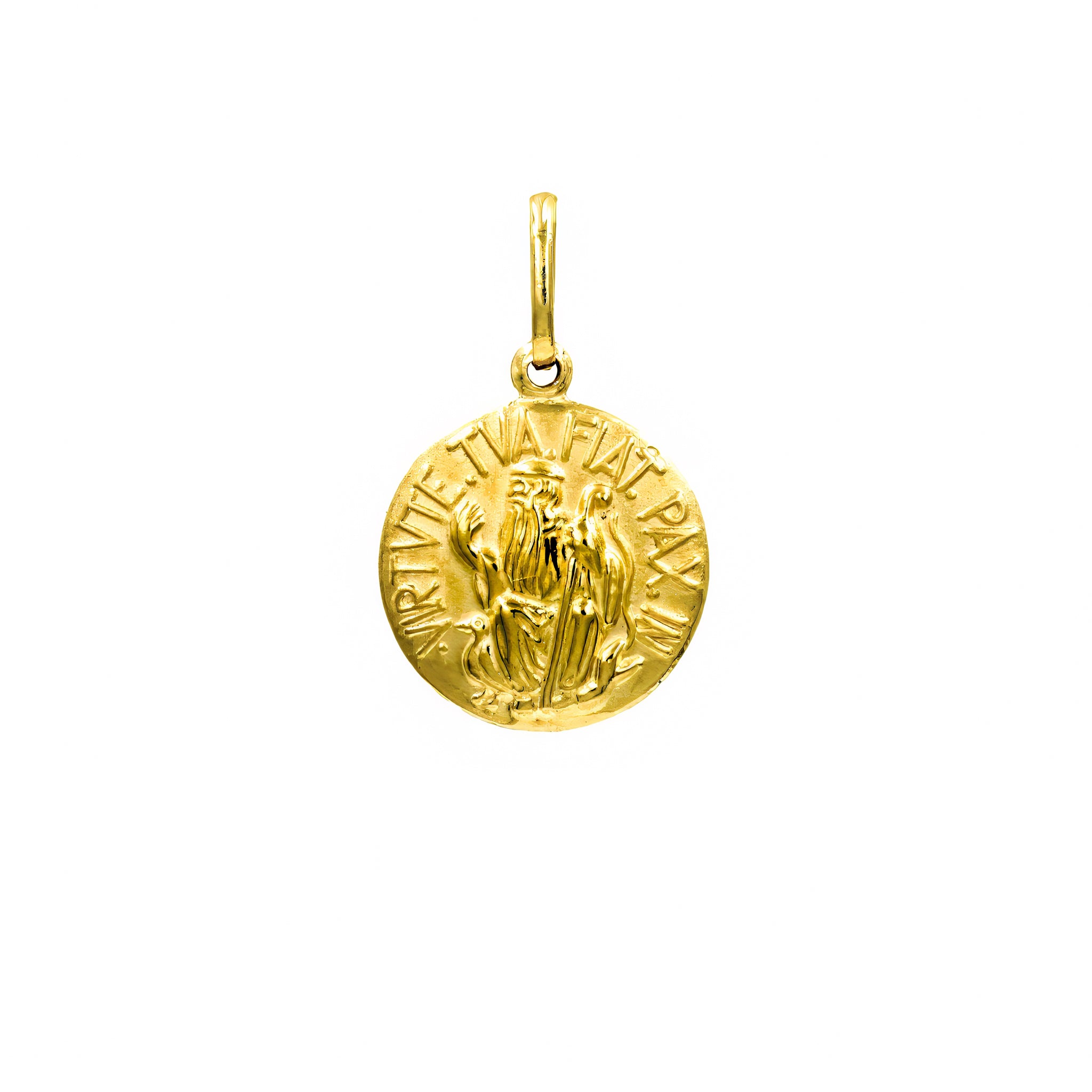 Pingente mini medalha São Bento ouro 18k