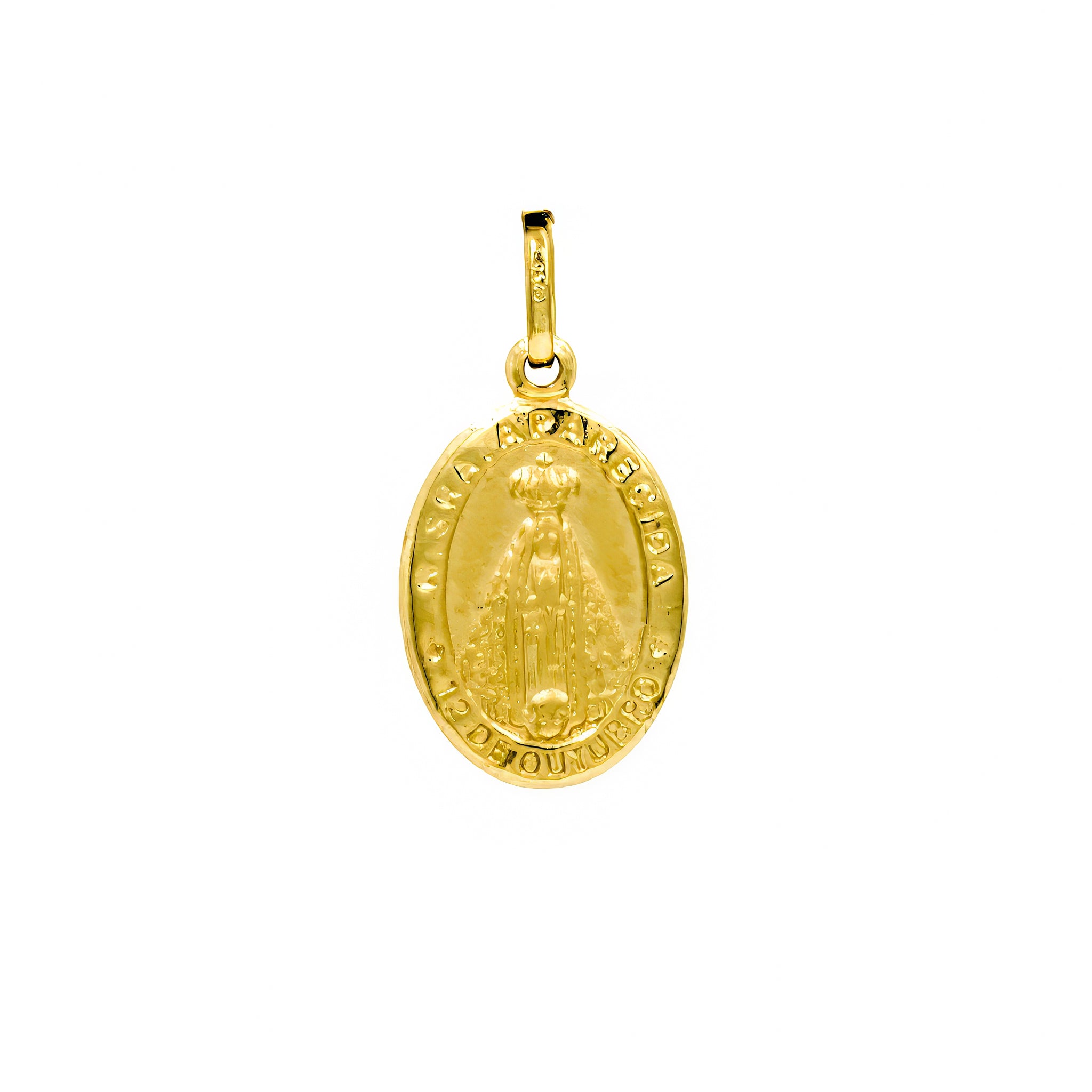 Pingente N Sra Aparecida e crucifixo ouro 18k