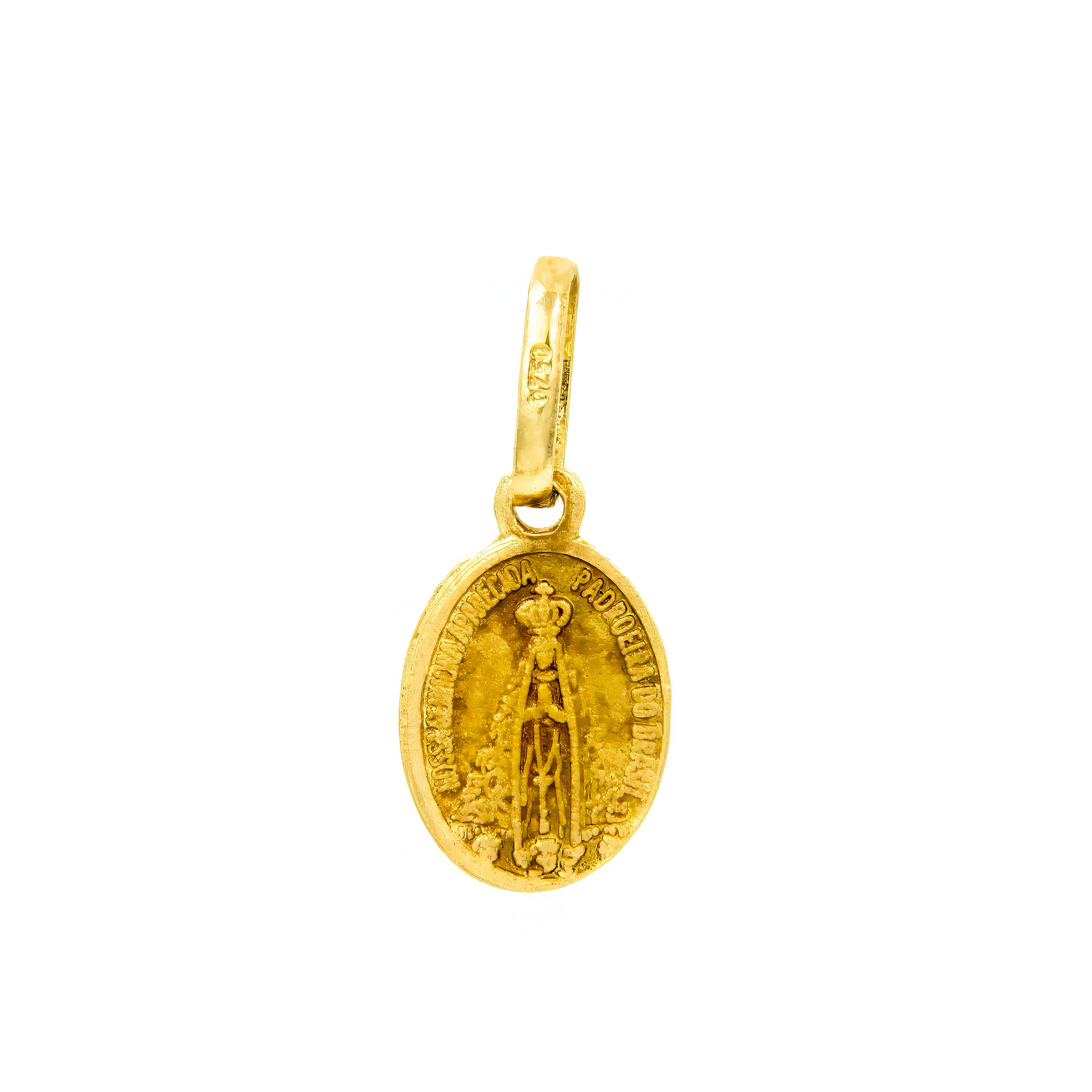 Pingente mini medalha N Sra Aparecida ouro 18k