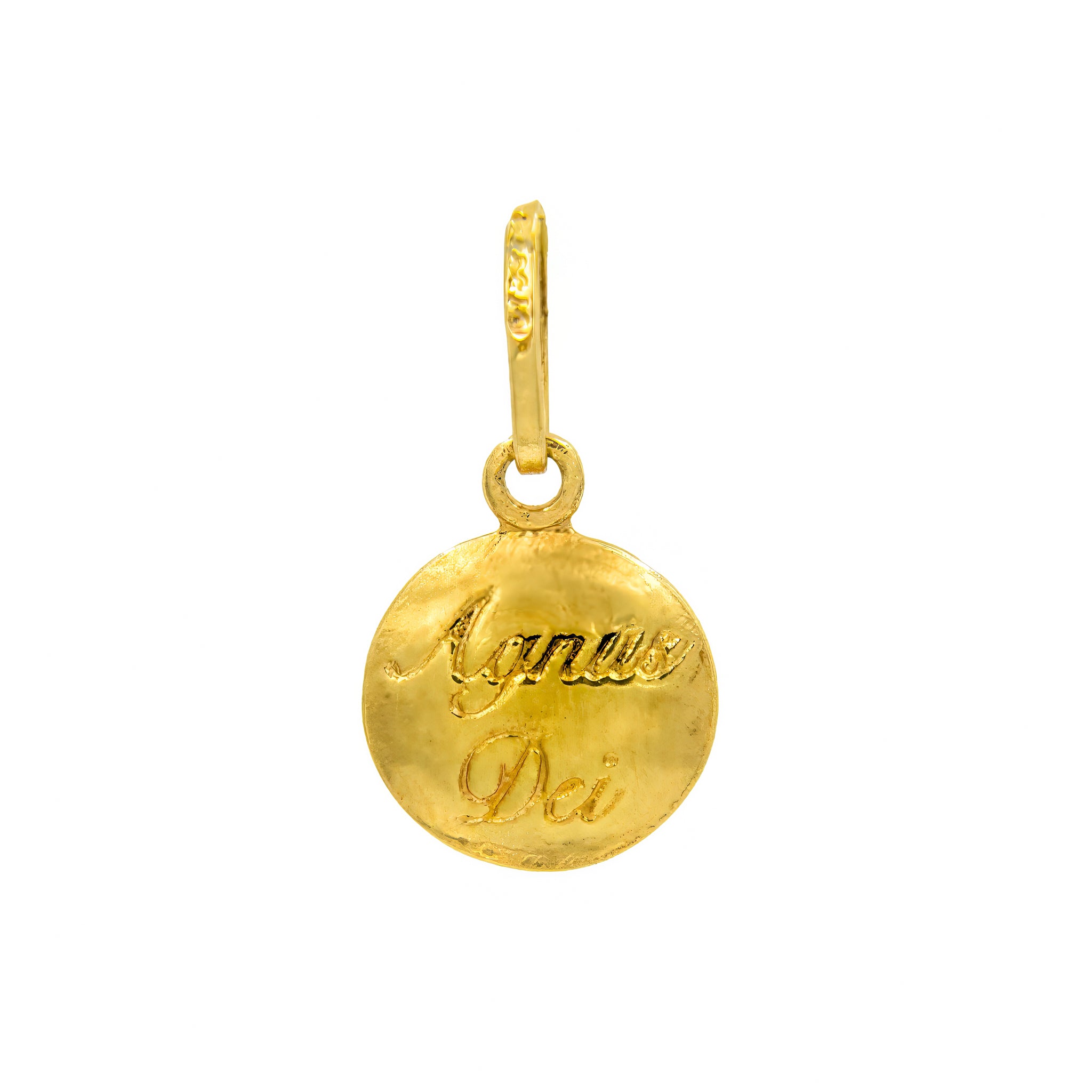 Pingente Agnus Dei dupla face ouro 18k