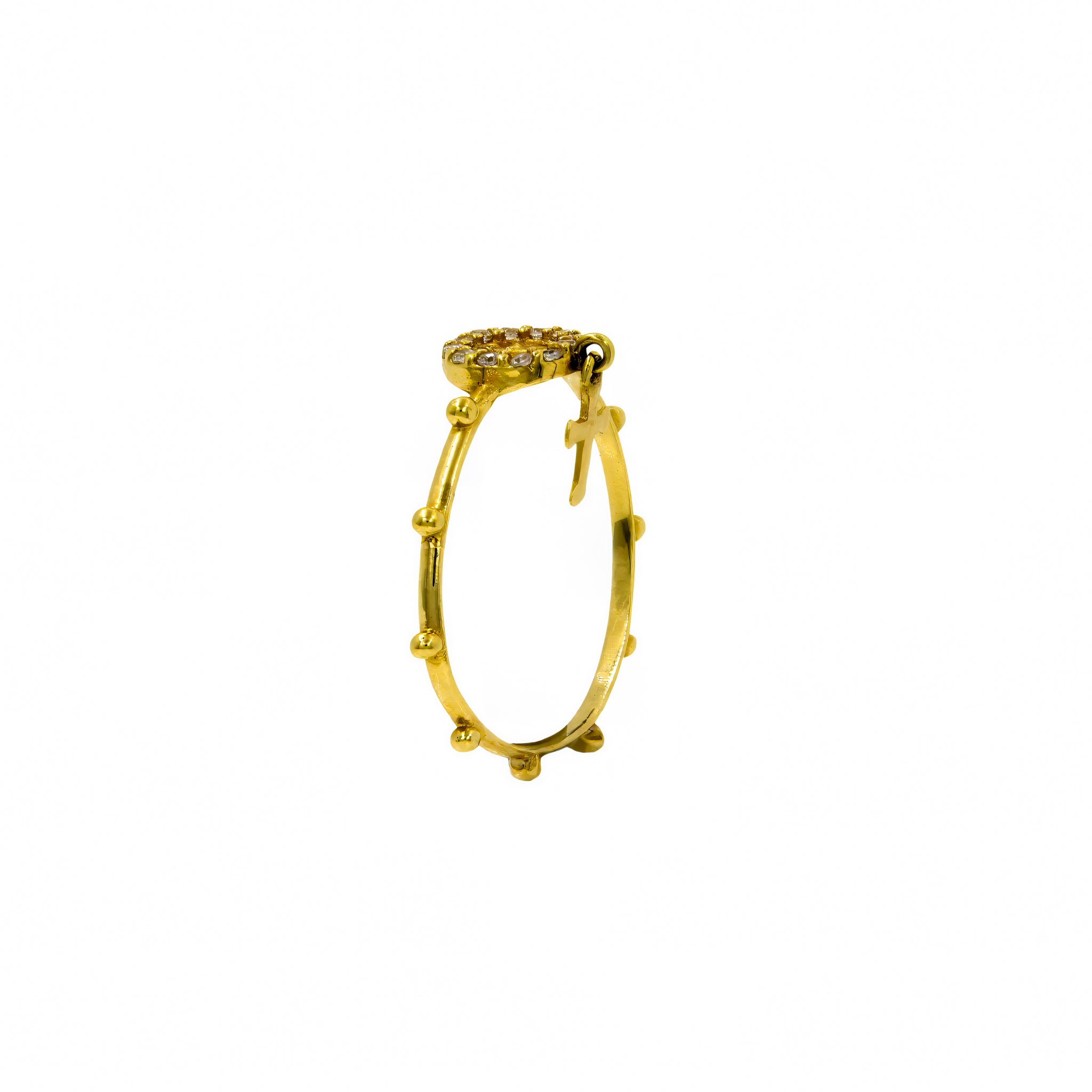 Anel Terço Santa Milagrosa com crucifixo pendente ouro 18k