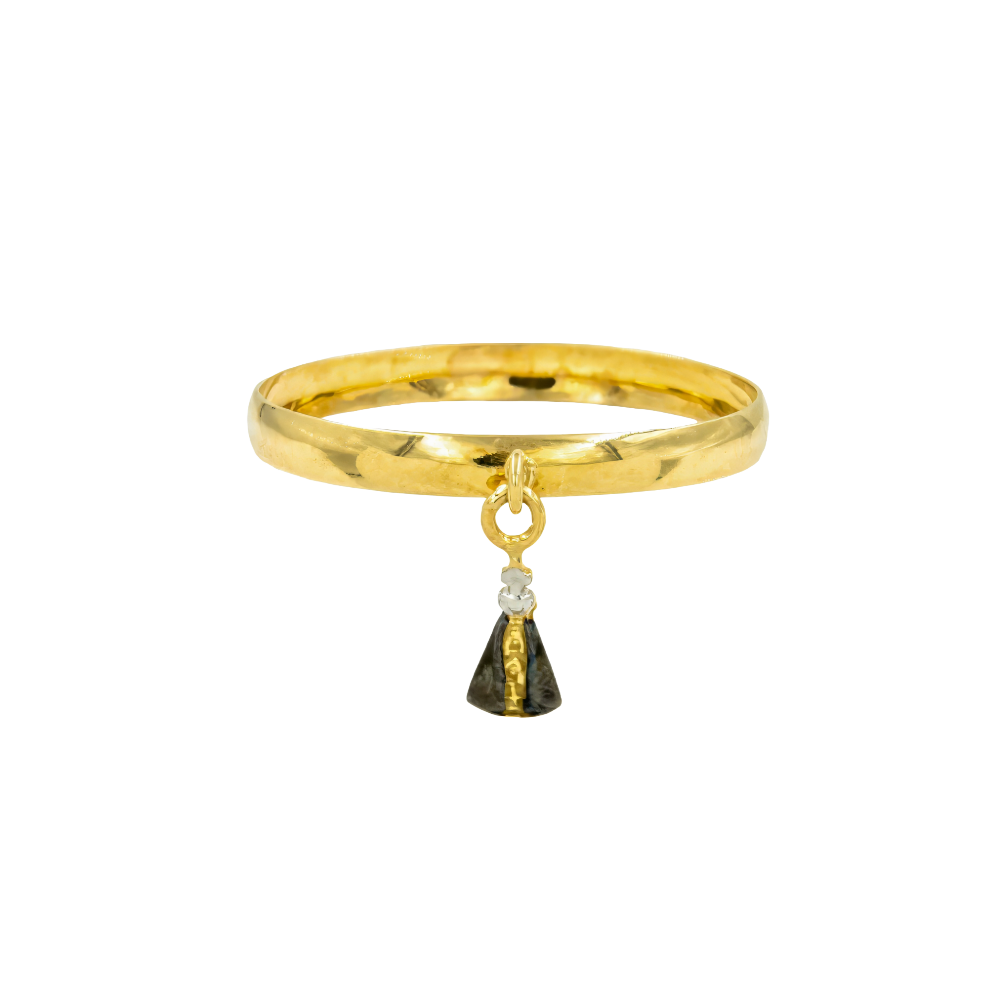 Anel Nossa Senhora Aparecida pendente ouro 18k