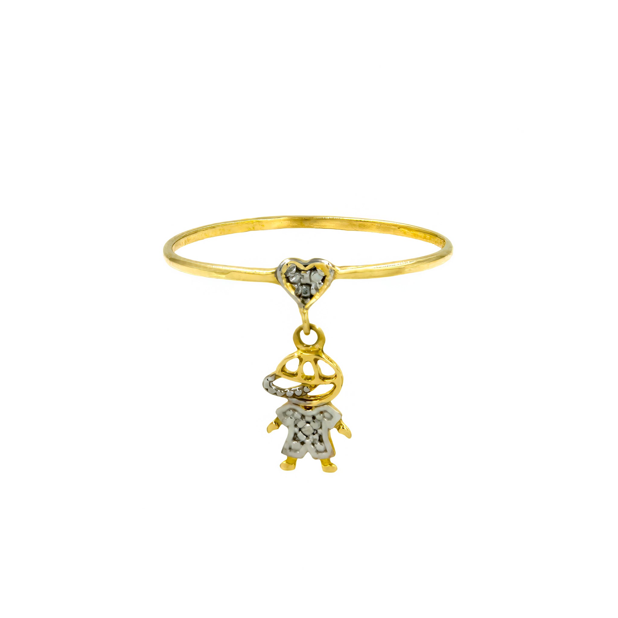 Anel menino pendente ouro 18k