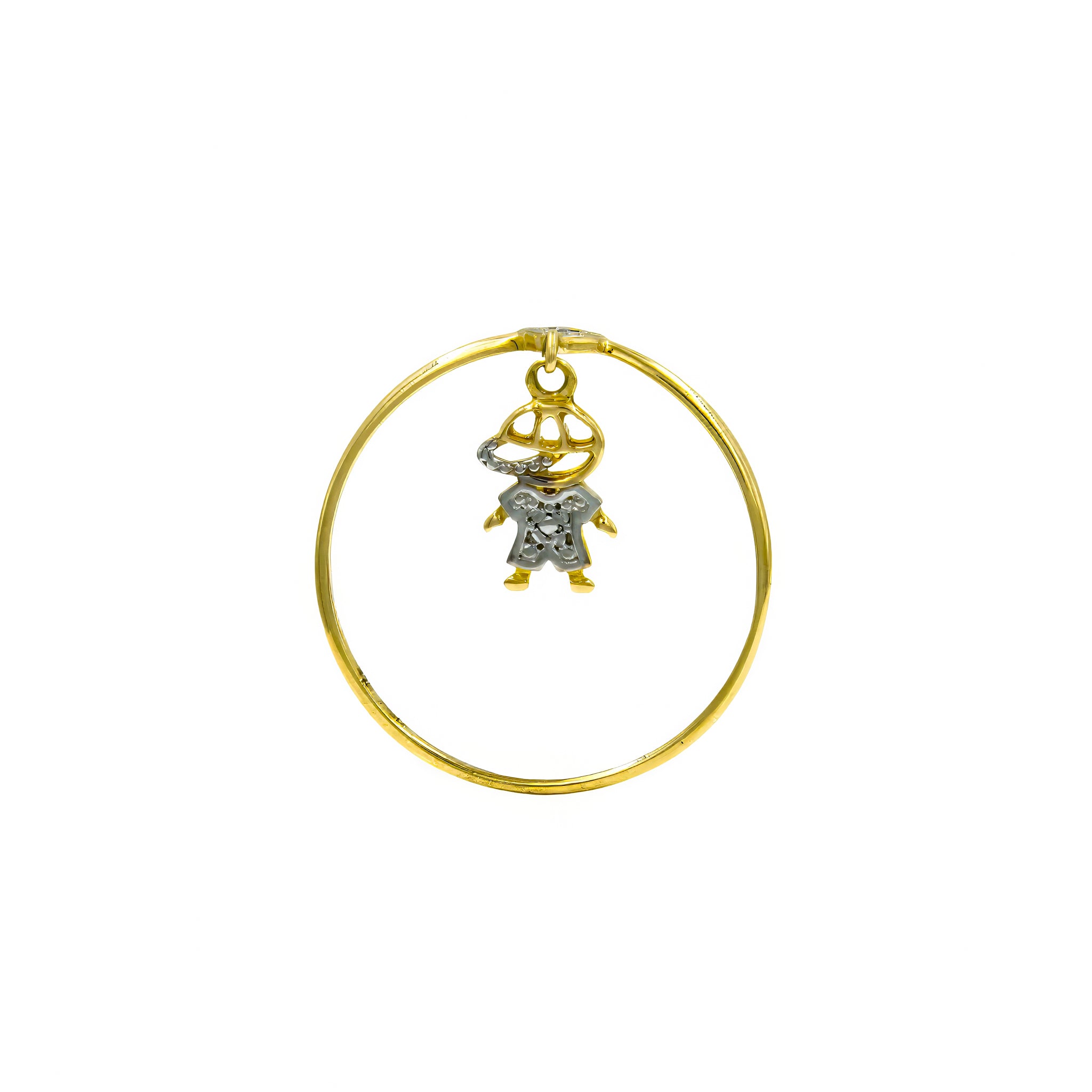 Anel menino pendente ouro 18k
