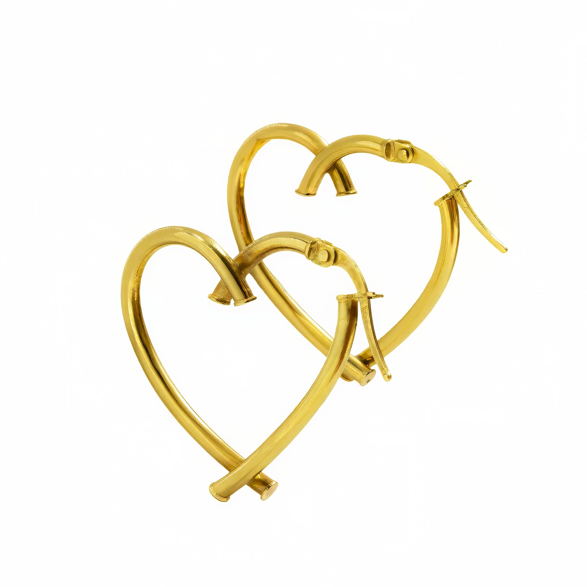 Brinco argola de coração ouro 18k