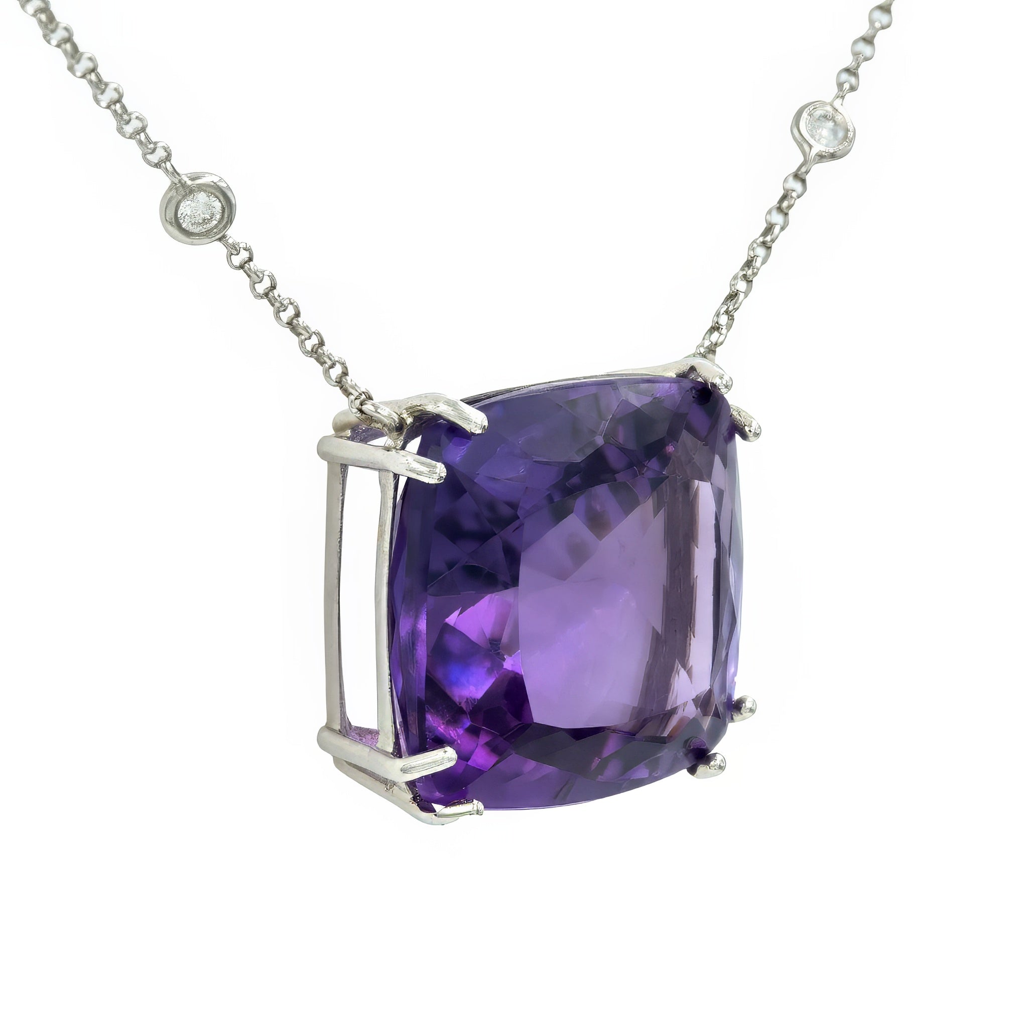 Gargantilha ouro 18k e diamante e pingente ametista