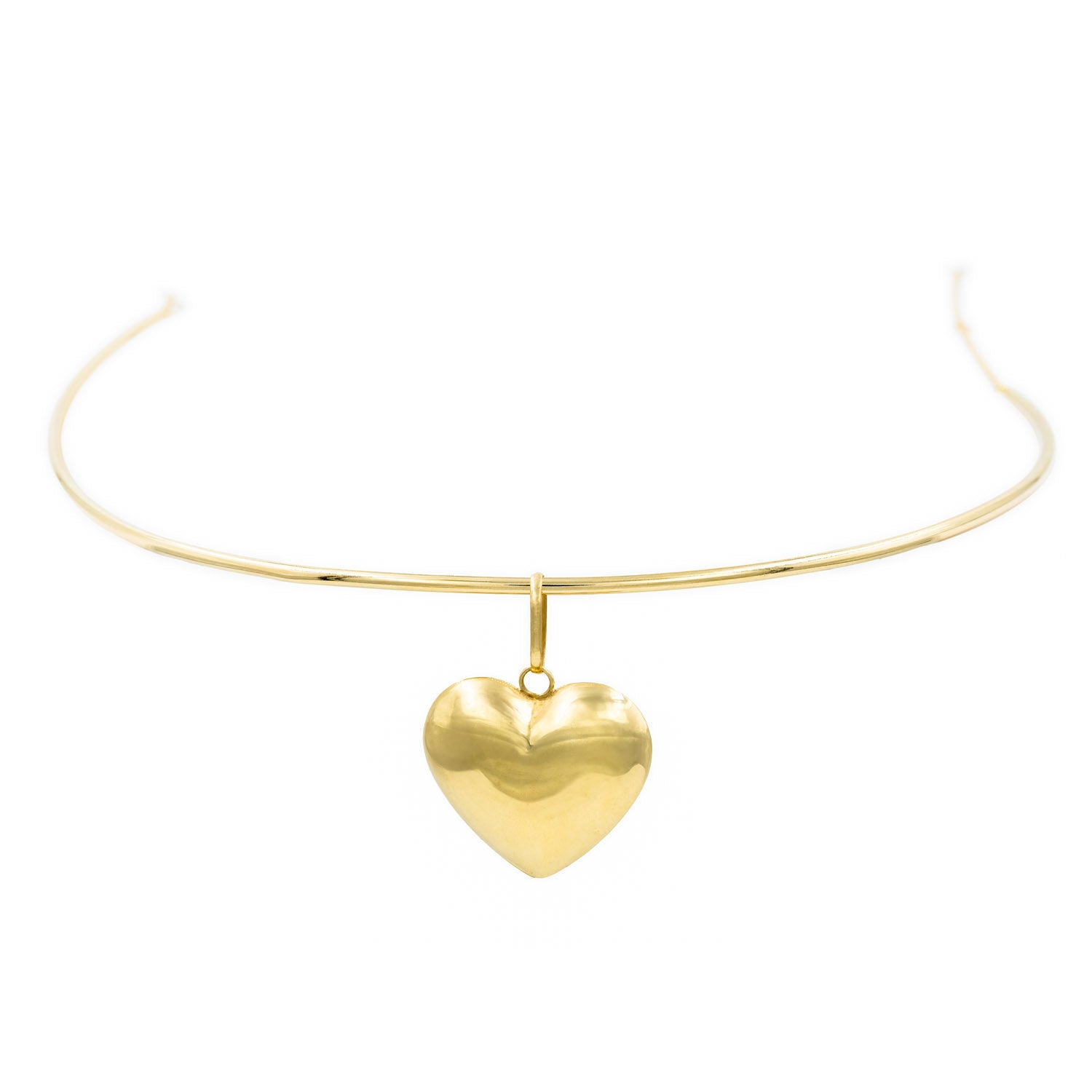 Choker rígida com pingente de coração ouro 18k