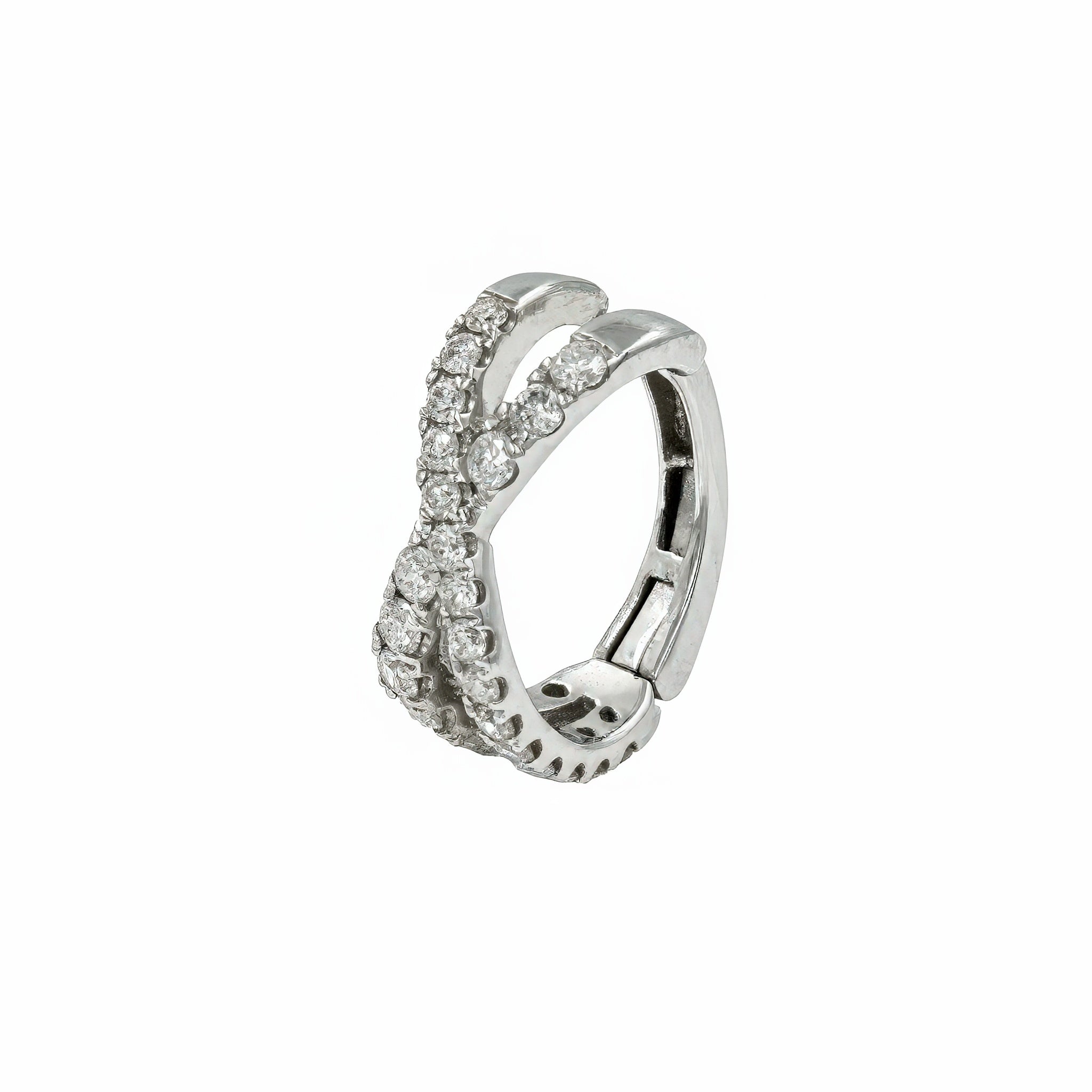 Brinco piercing 'X' de diamante e ouro 18k