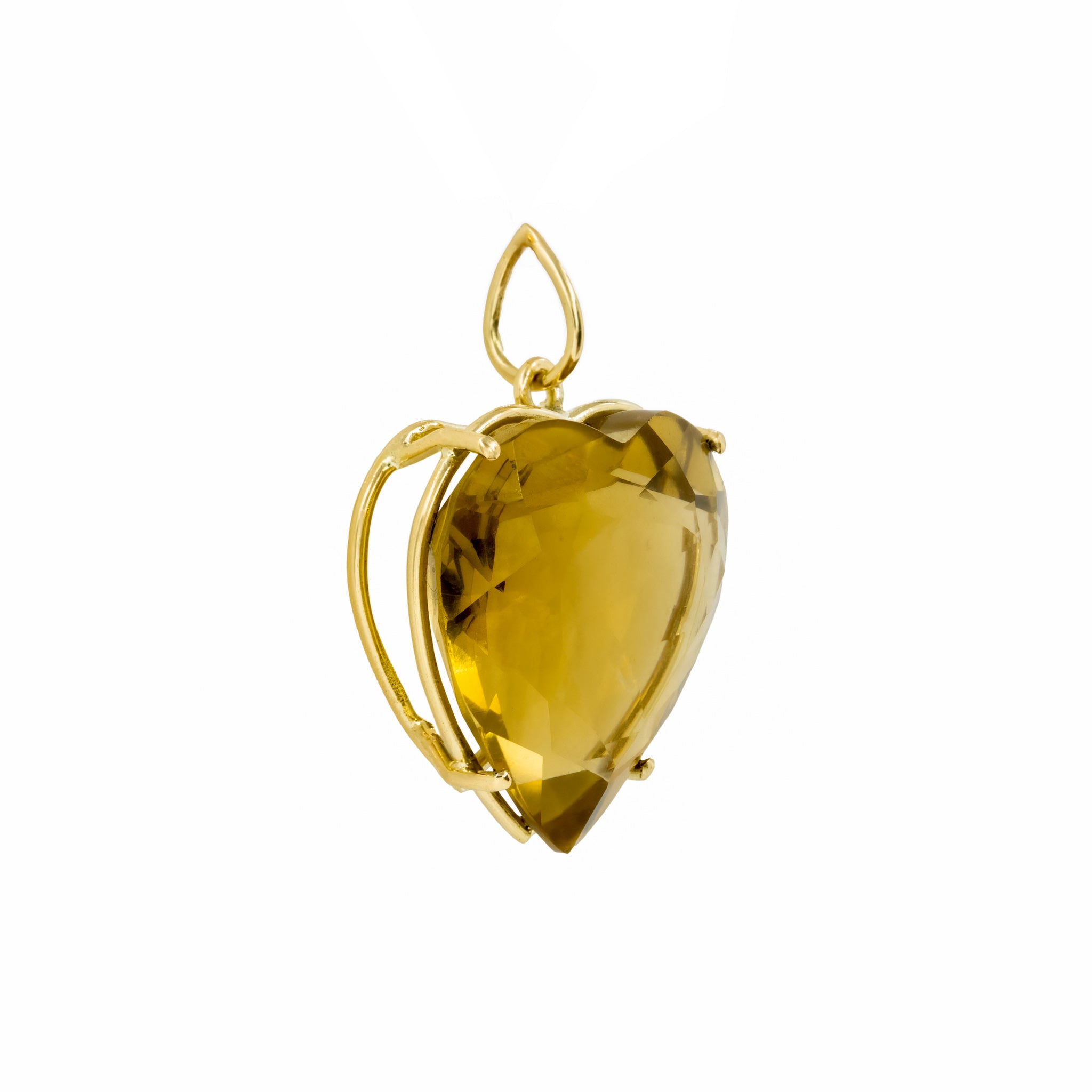 Pingente Big Heart citrino e ouro 18k