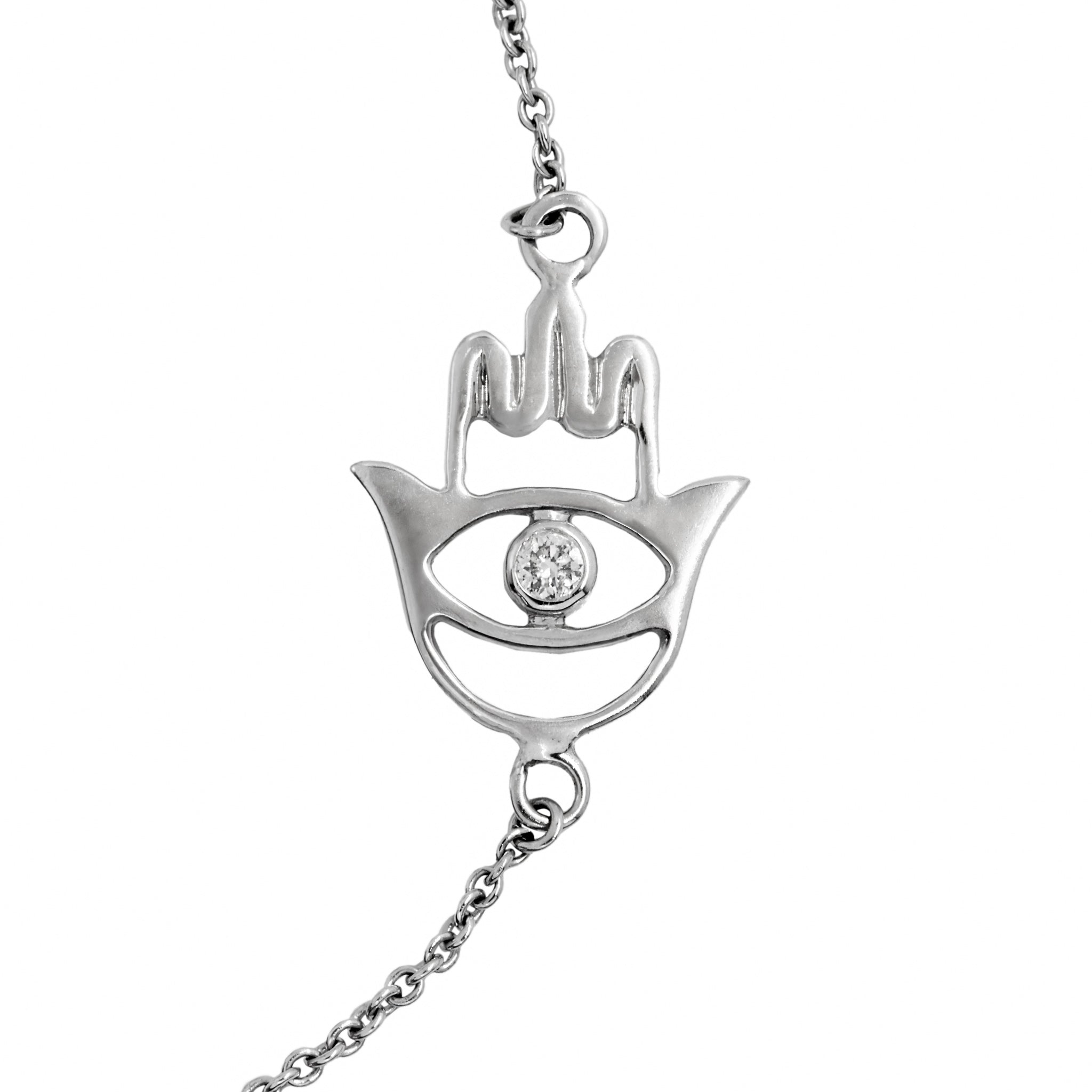 Pulseira Mão de Fátima de diamante e ouro 18k