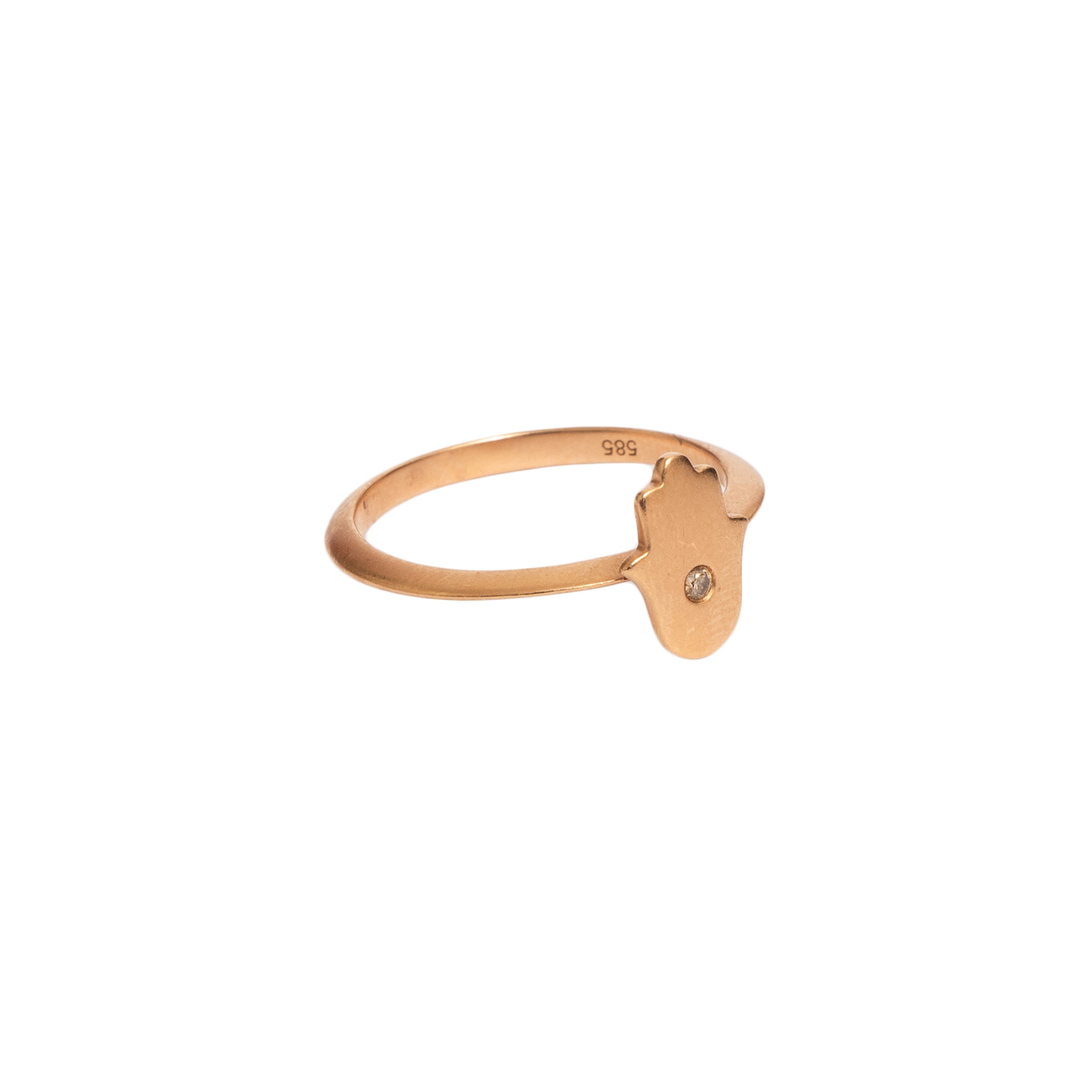 Anel Hamsa Mão de Fátima diamante e ouro 18k