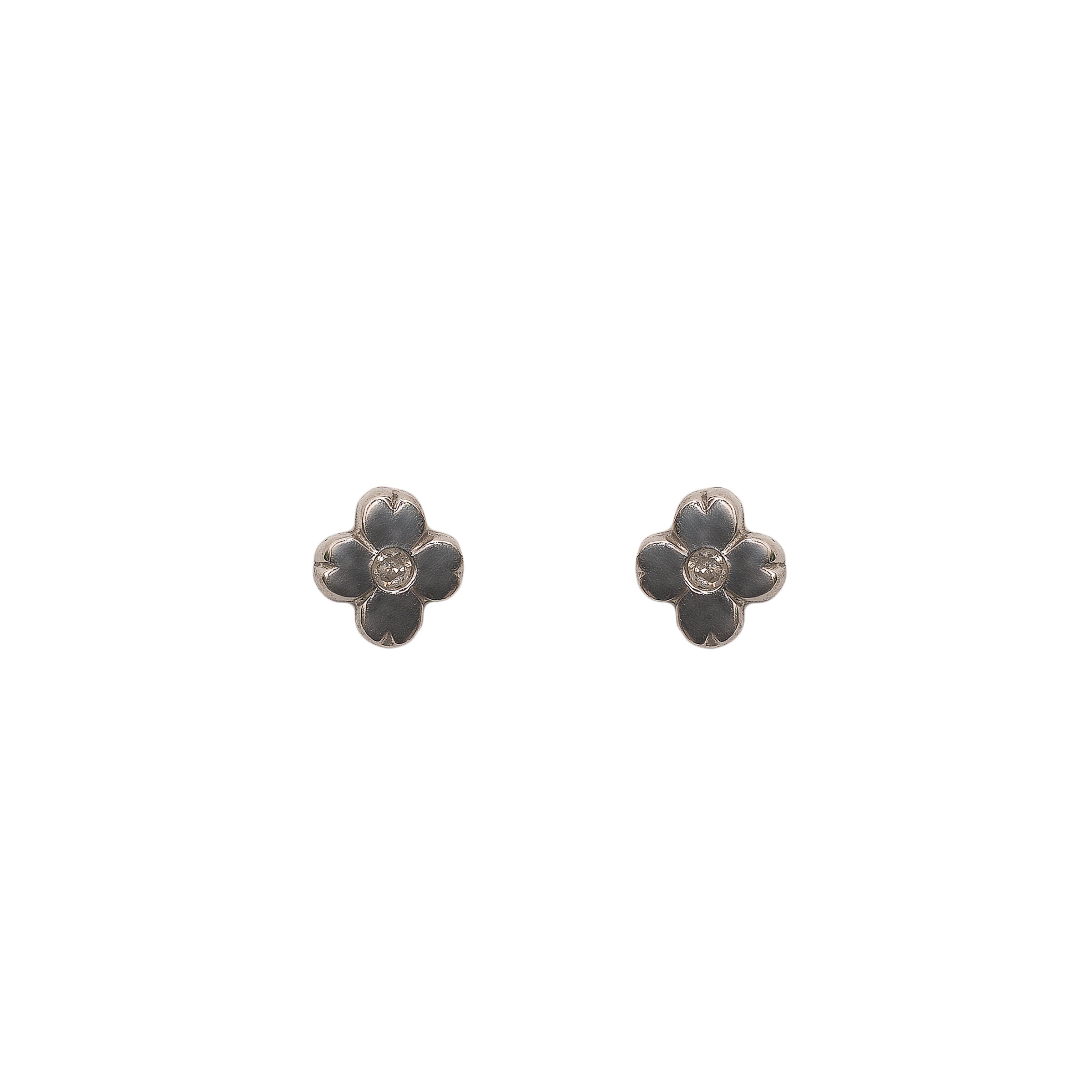 Brinco infantil florzinha ouro 18k com diamante