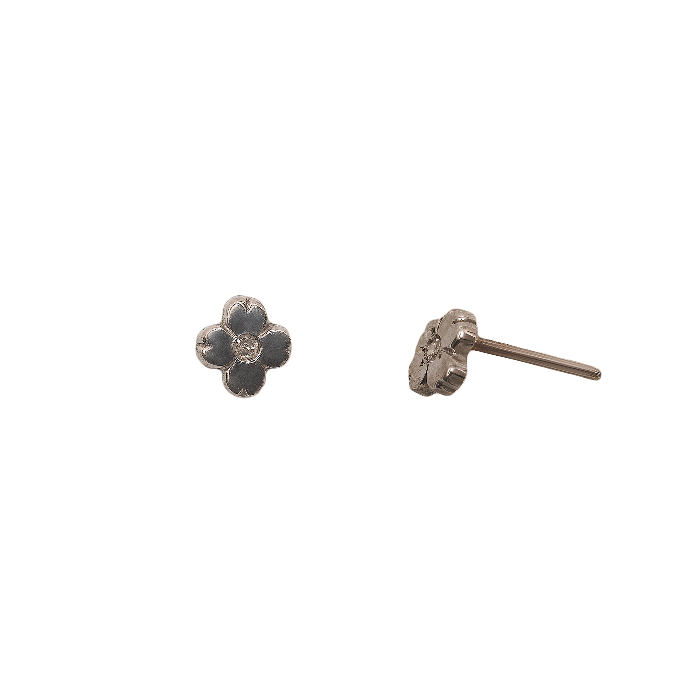 Brinco infantil florzinha ouro 18k com diamante