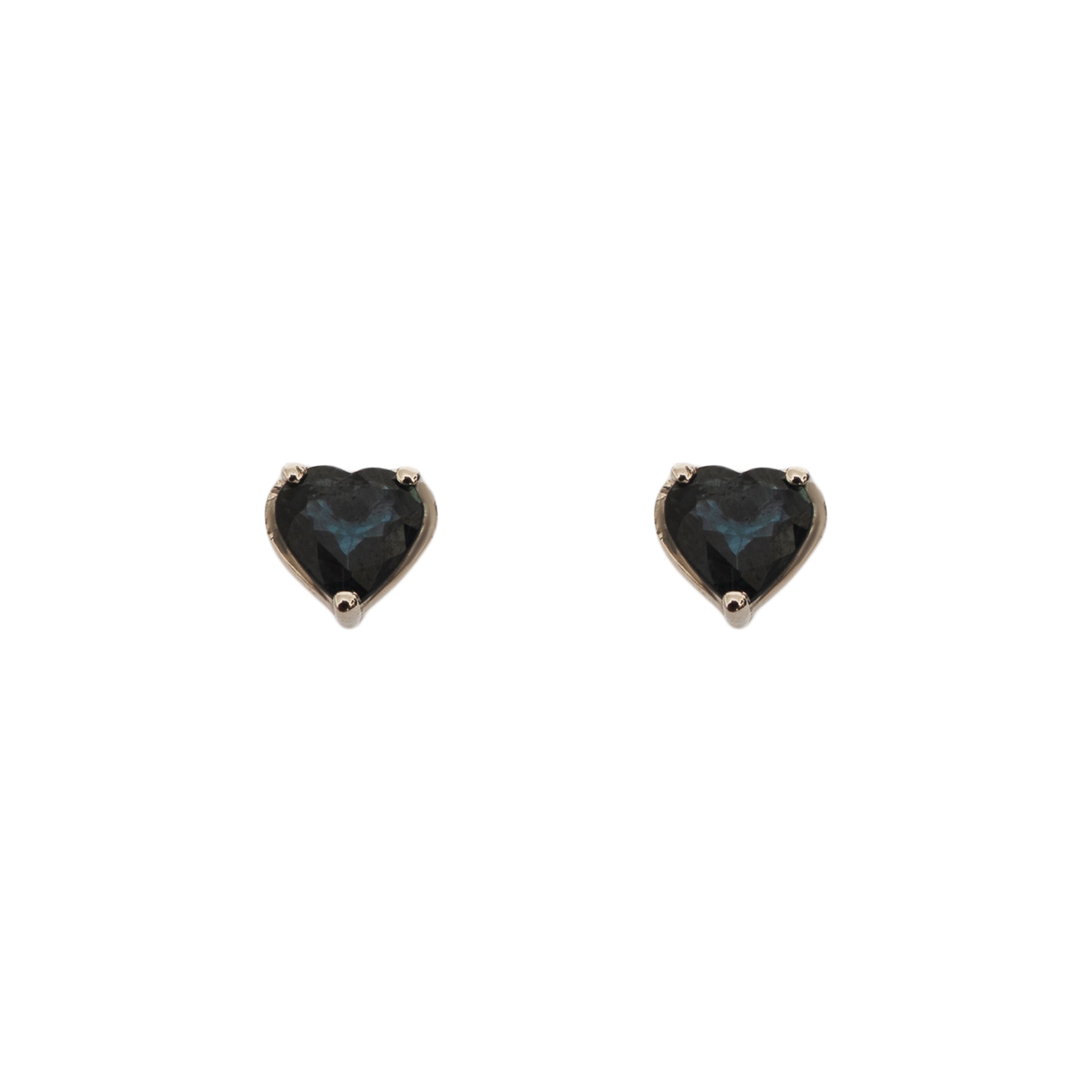 Brinco mini coração de safira e diamante, ouro 18k