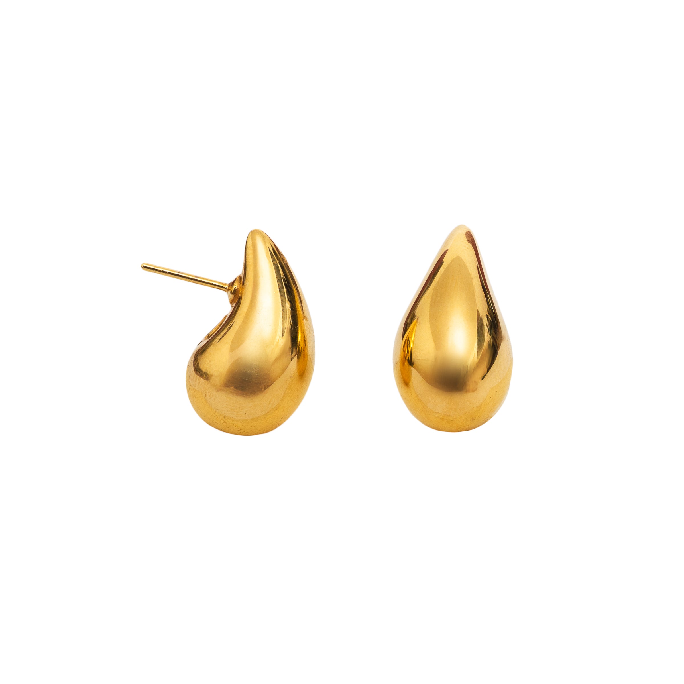Brinco gota bojuda média ouro 14k