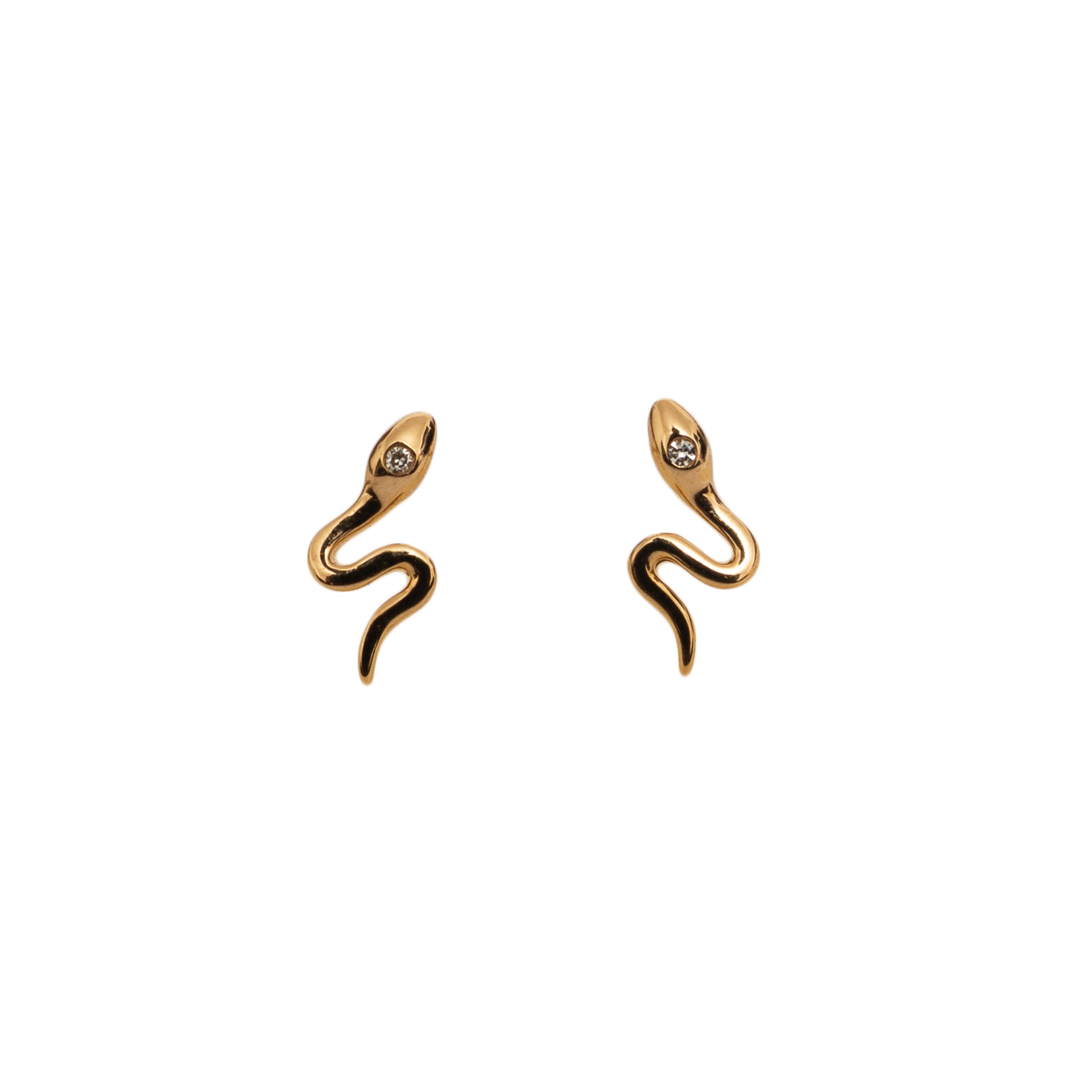 Brinco mini cobra ouro 14k com ponto diamante