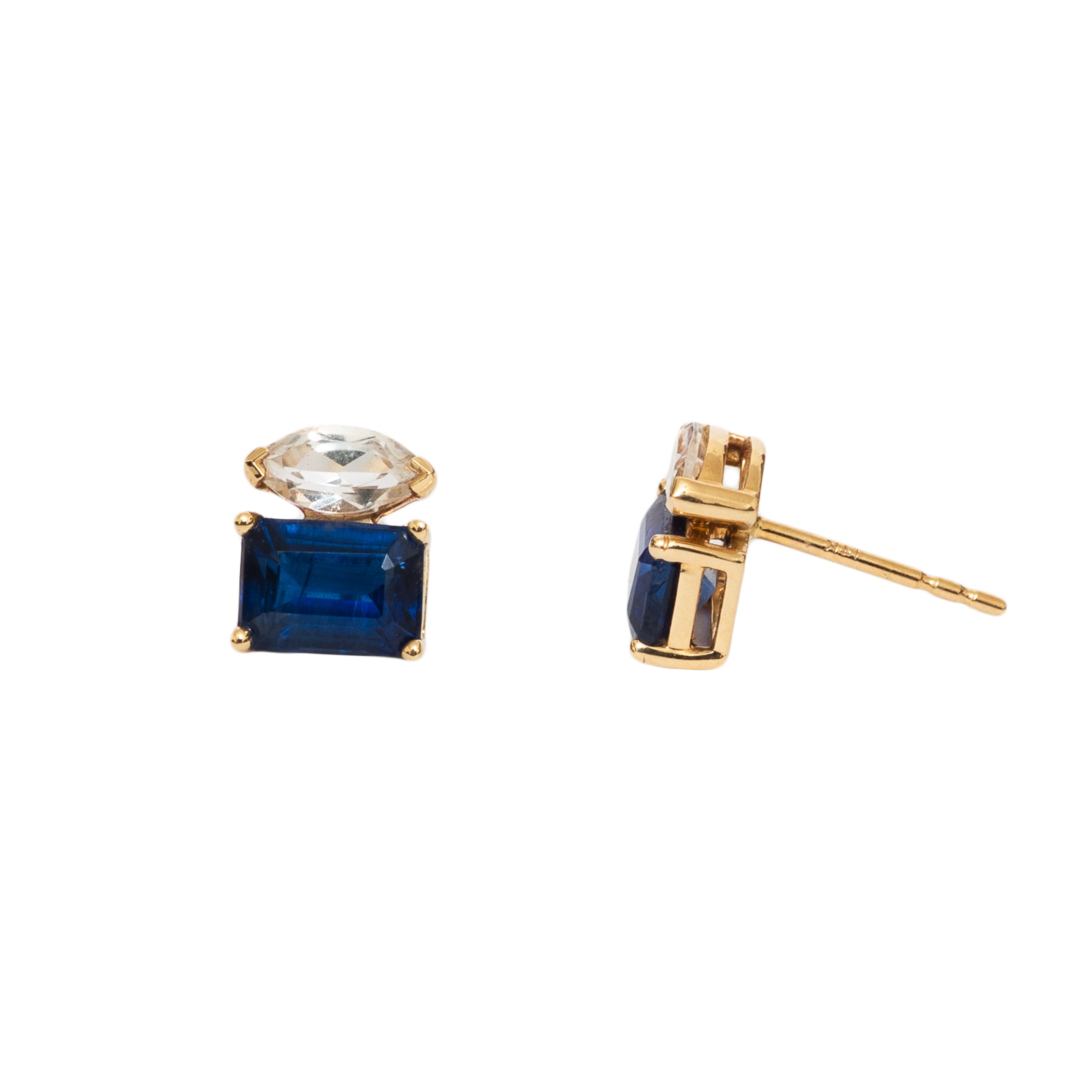 Brinco Turmalina e Quianita ouro 14k
