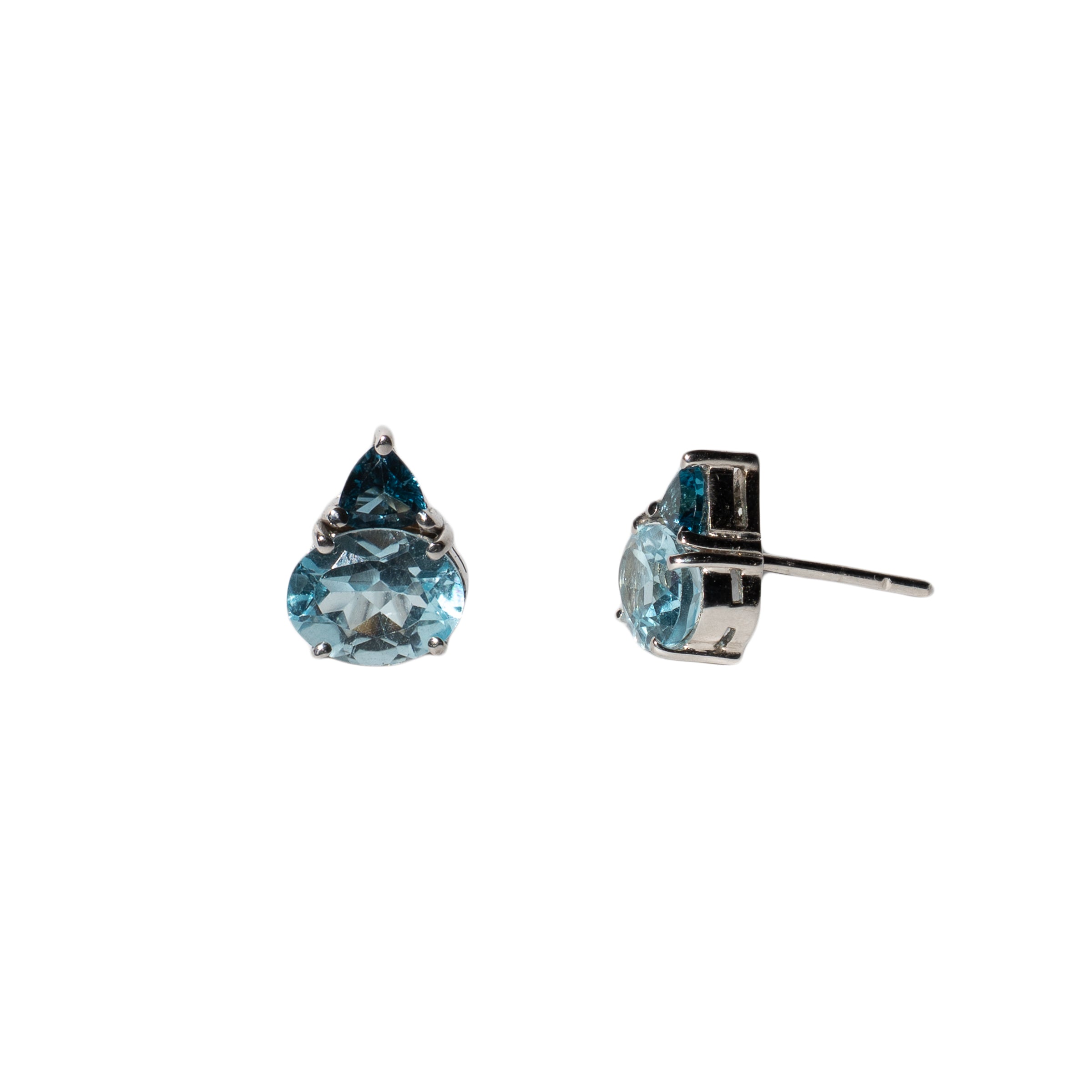 Brinco Topázio Sky e London Blue ouro 18k