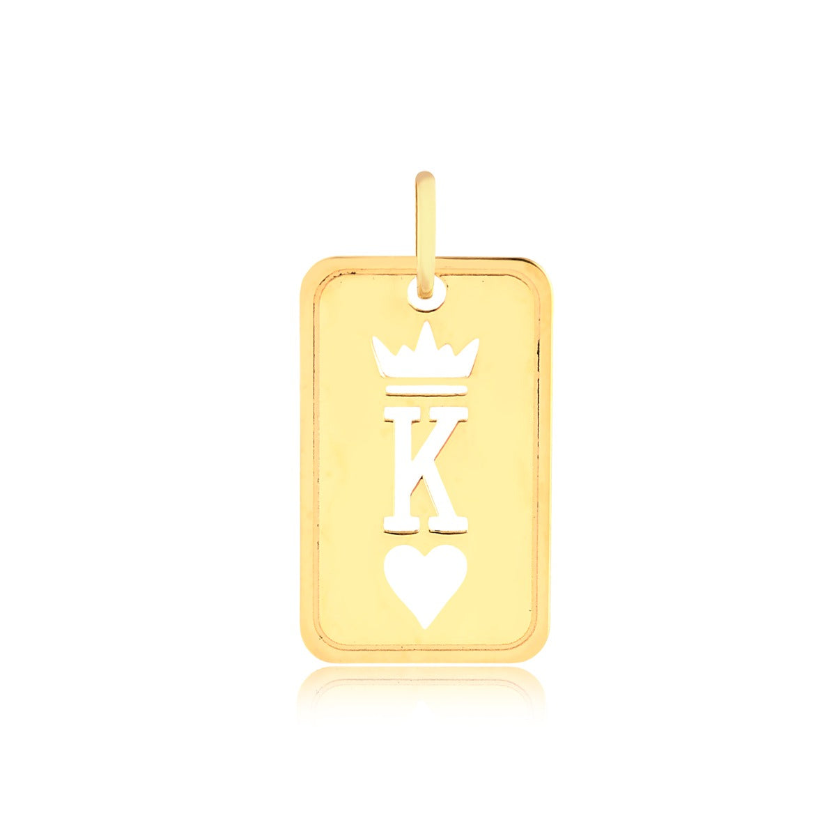 Pingente carta baralho poker tranca dama rainha ouro 18k