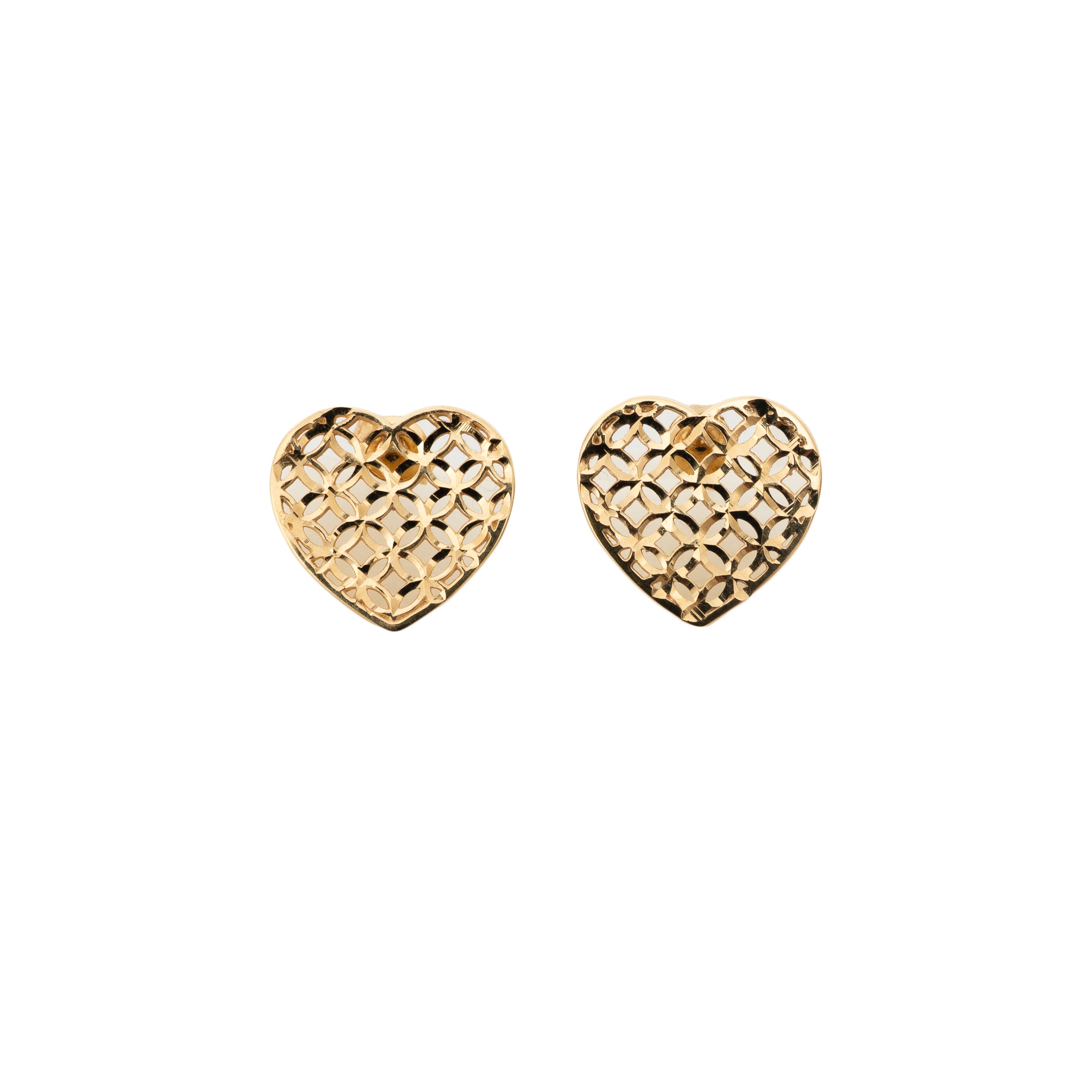 Brinco Coração Vazado Diamantado em Ouro 18K
