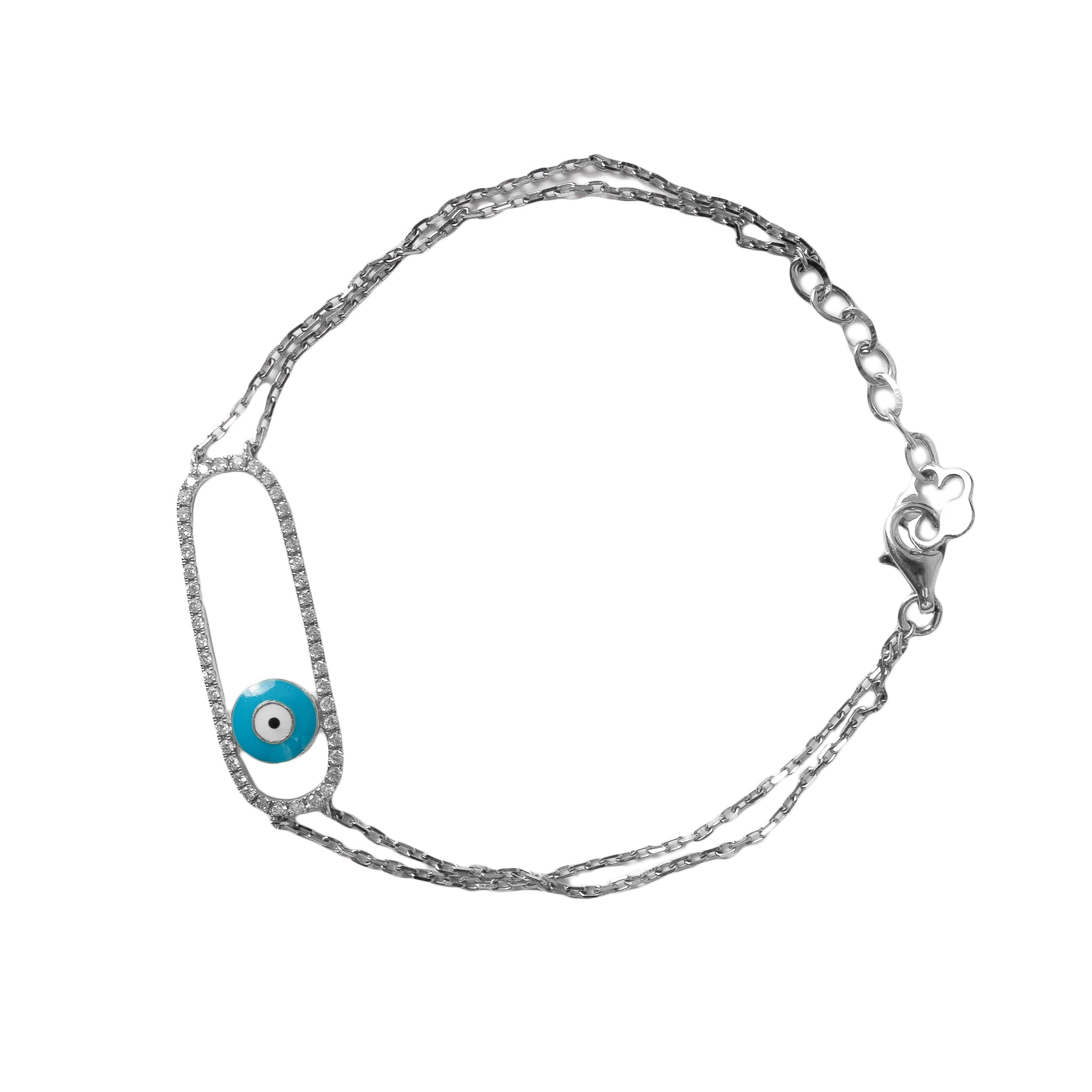 Pulseria Diamante Olho Esmalte Azul Vazado