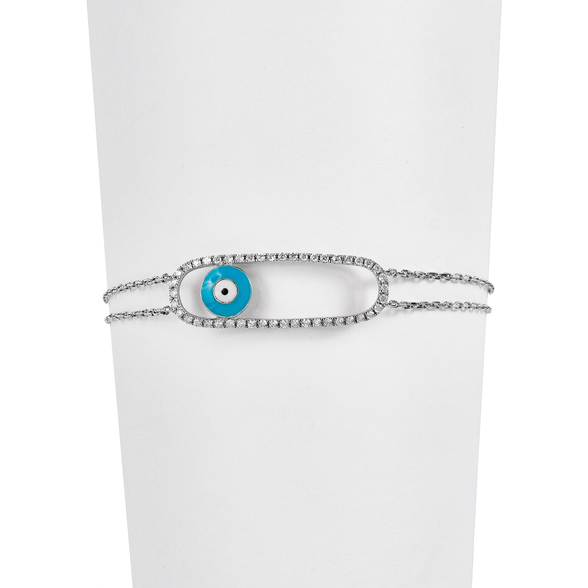Pulseria Diamante Olho Esmalte Azul Vazado