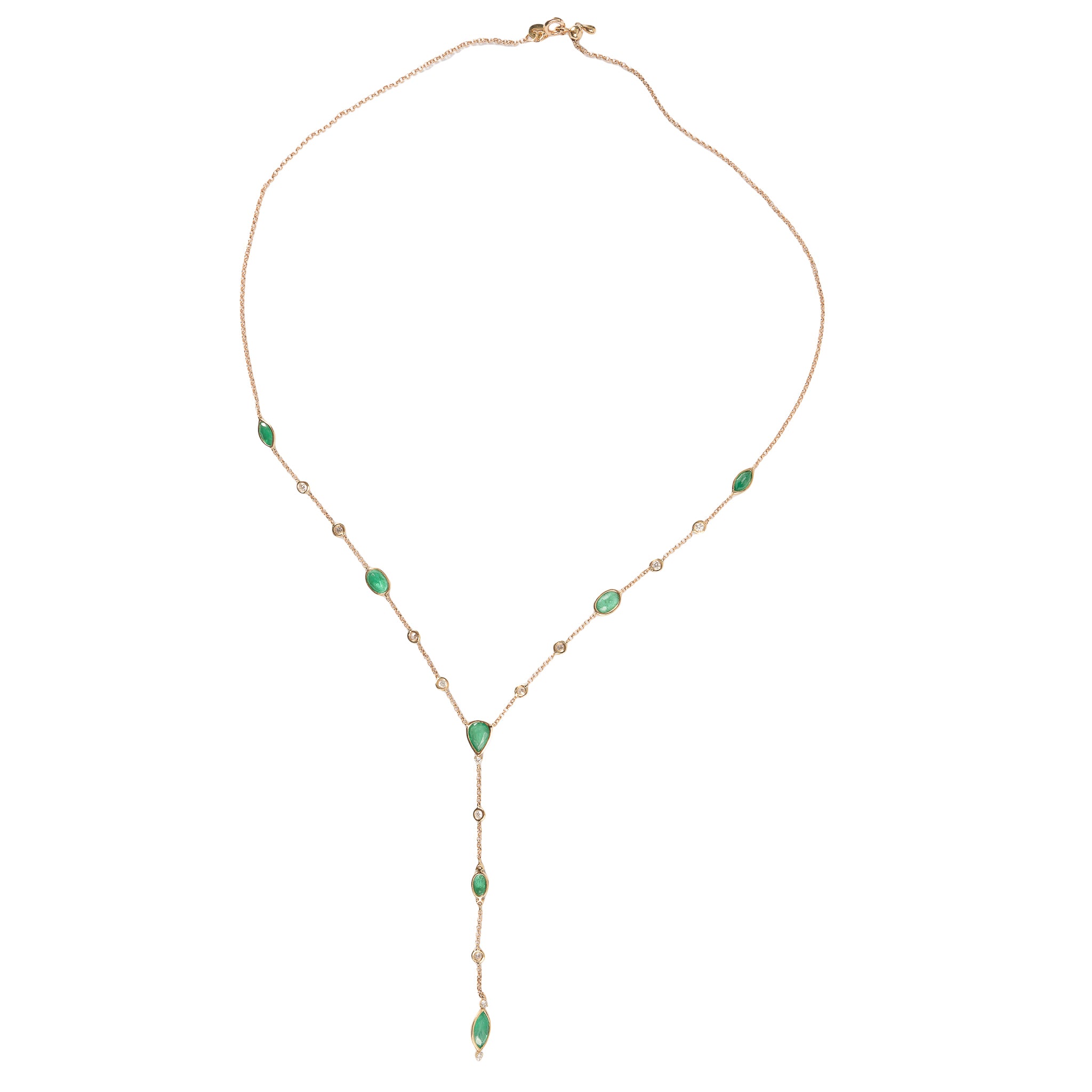 Colar Lariat Esmeralda e Diamante