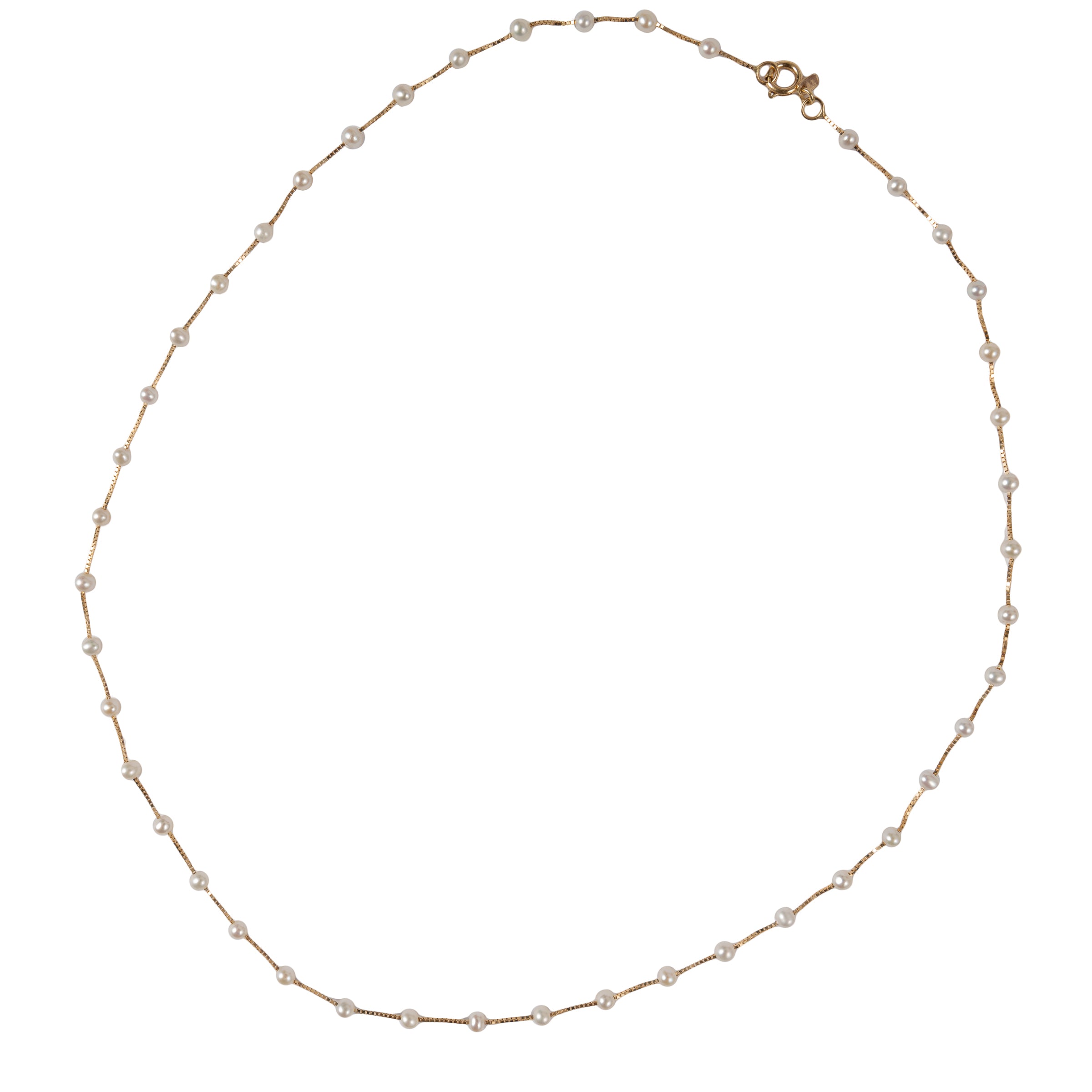 Gargantilha Delicada em Ouro 18k com Mini Pérolas Naturais