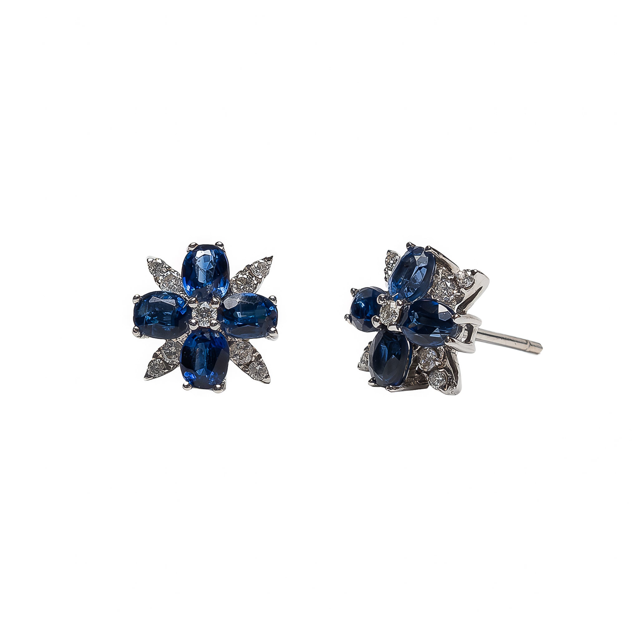 Brinco Flor Kayonita e Diamante Ouro 18k