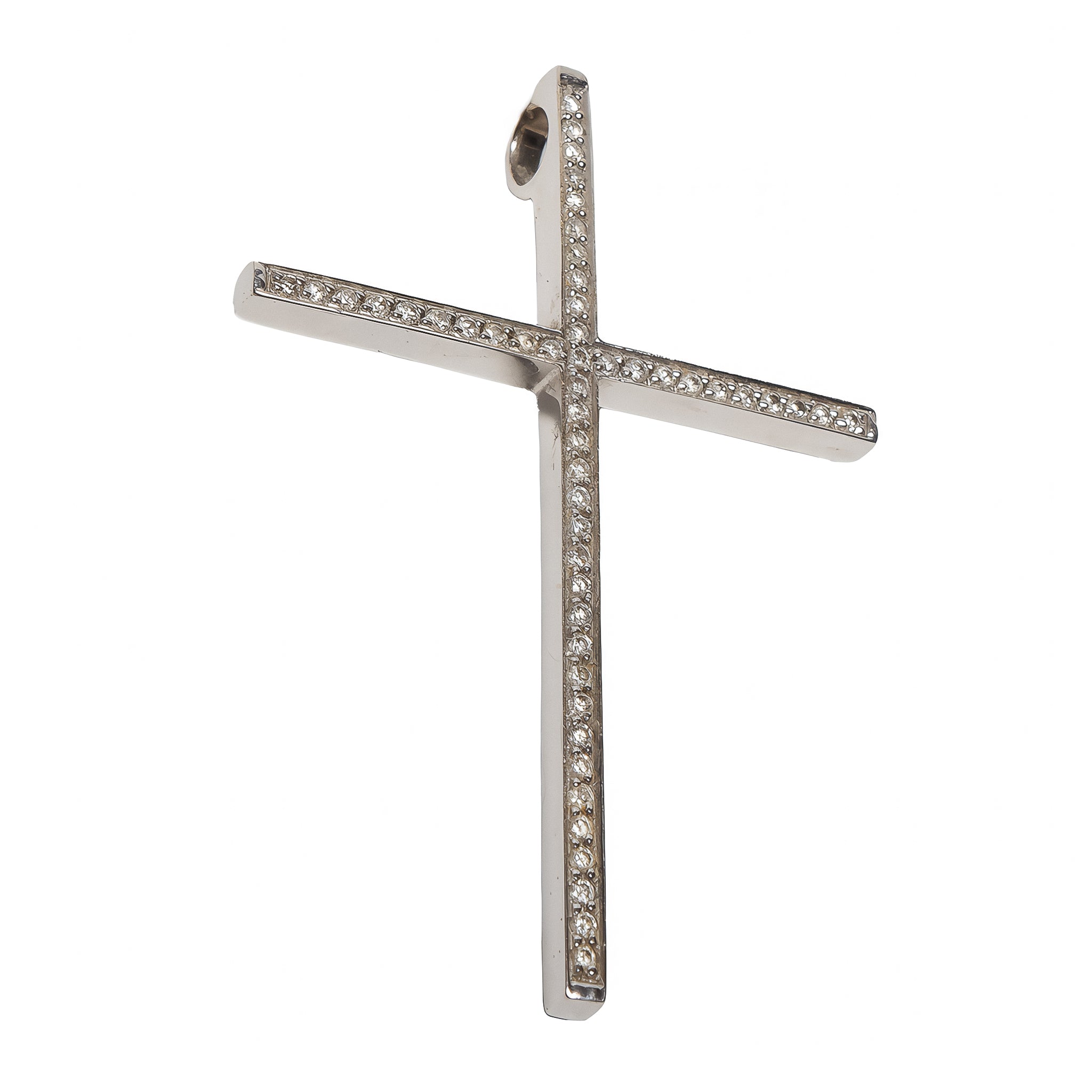 Pingente Luxo Crucifixo Diamante e Ouro 18k