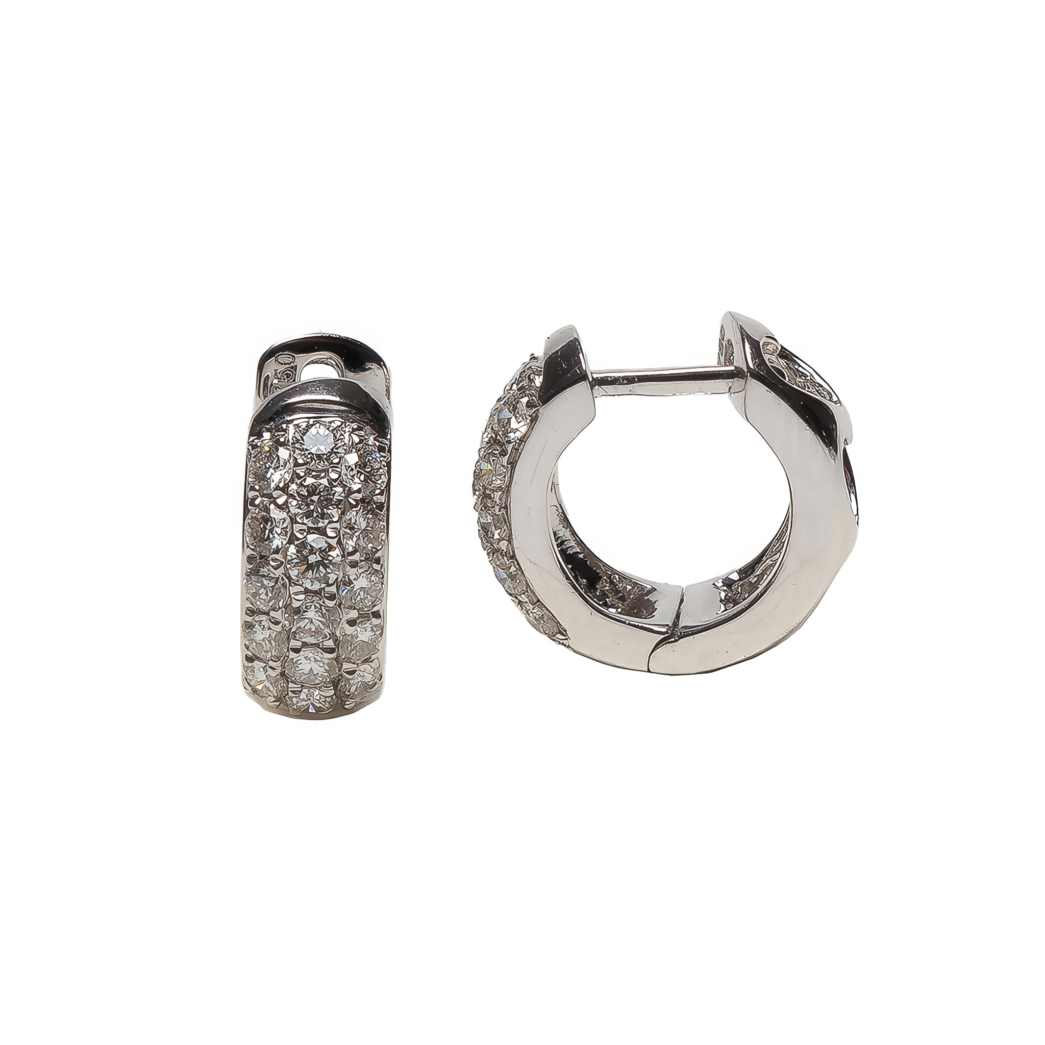 Brinco Argola Pavê com Diamante e Ouro 18k