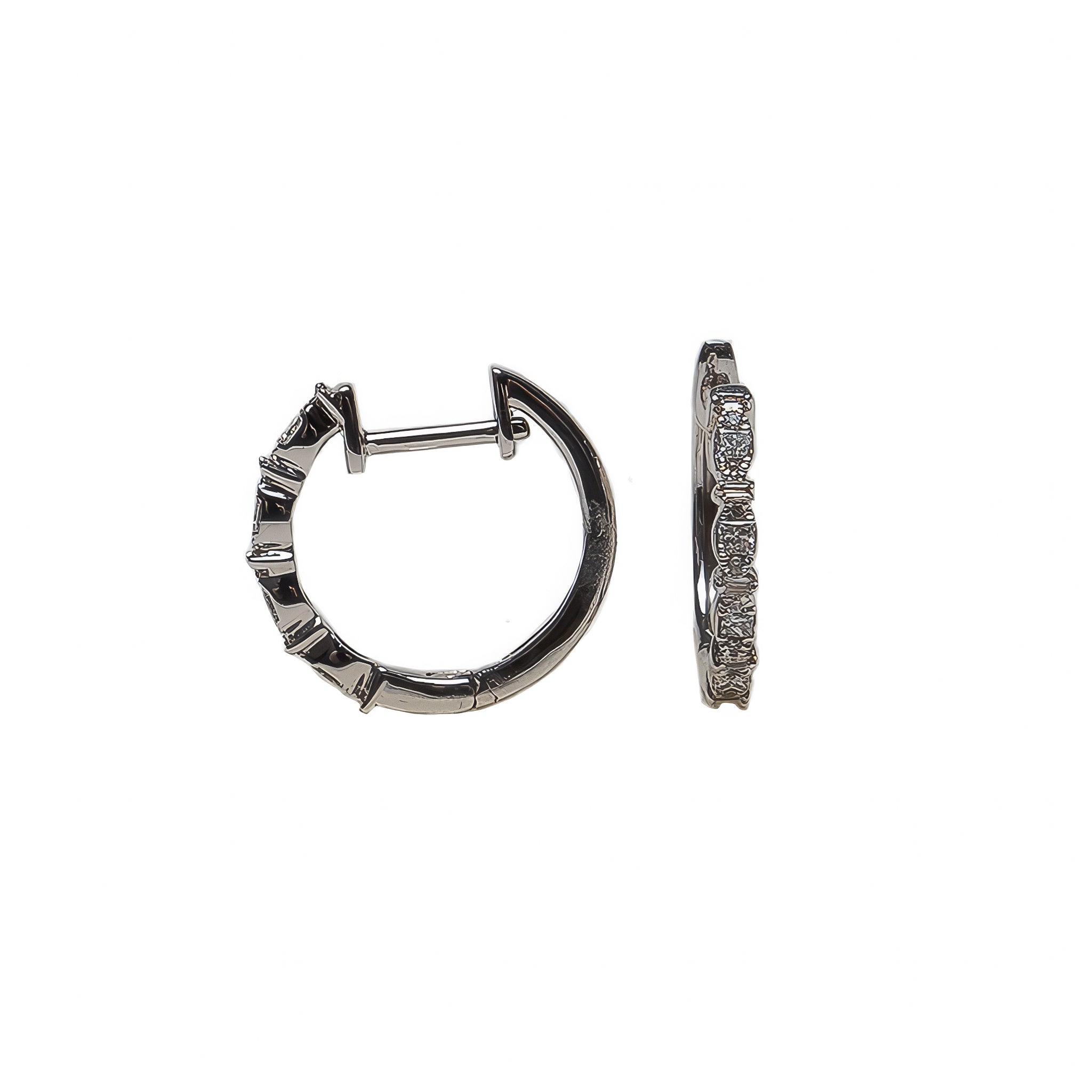 Brinco Argola Rústica Diamante e Ouro 18k