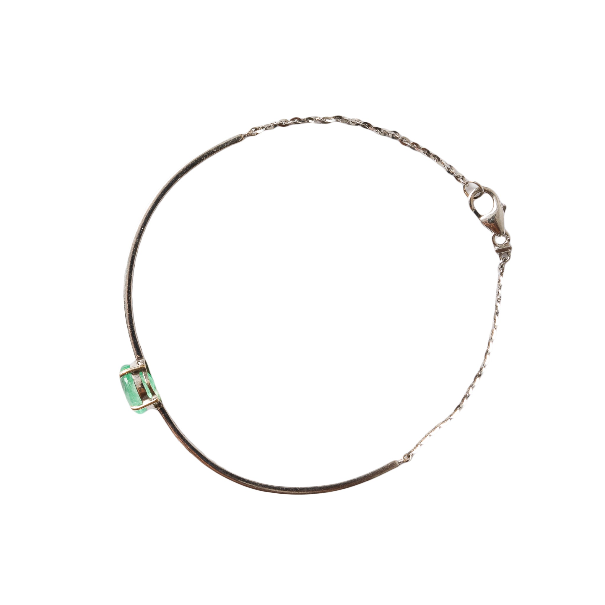 Pulseira Bracelete Esmeralda com Diamante e Ouro 18k