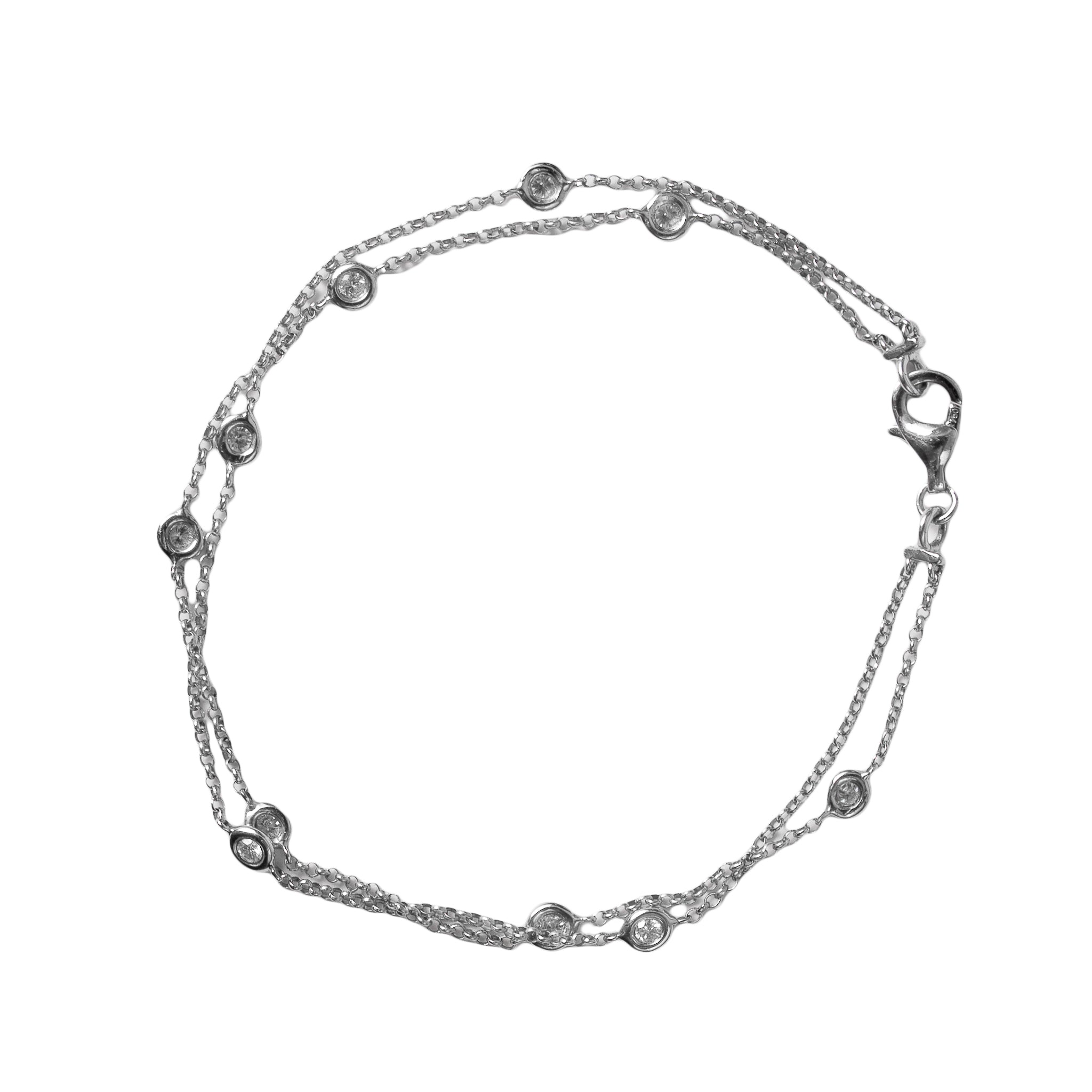 Pulseira Dupla Pontos de Diamante