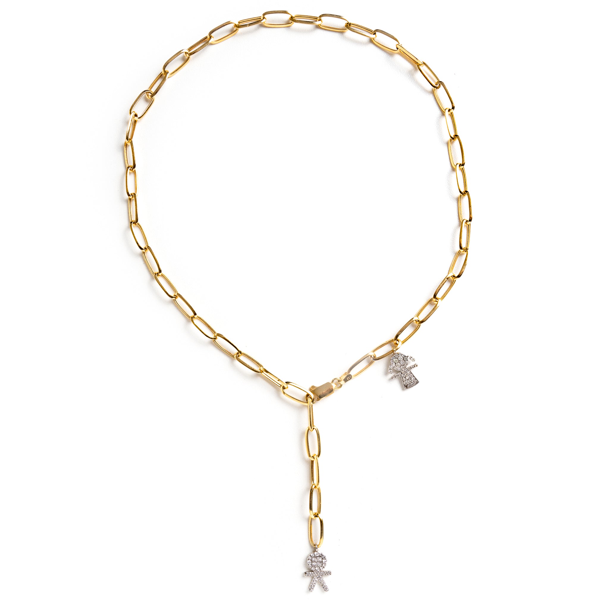 Choker Família de Elos em Ouro 18K com 2 Filhos de Diamante