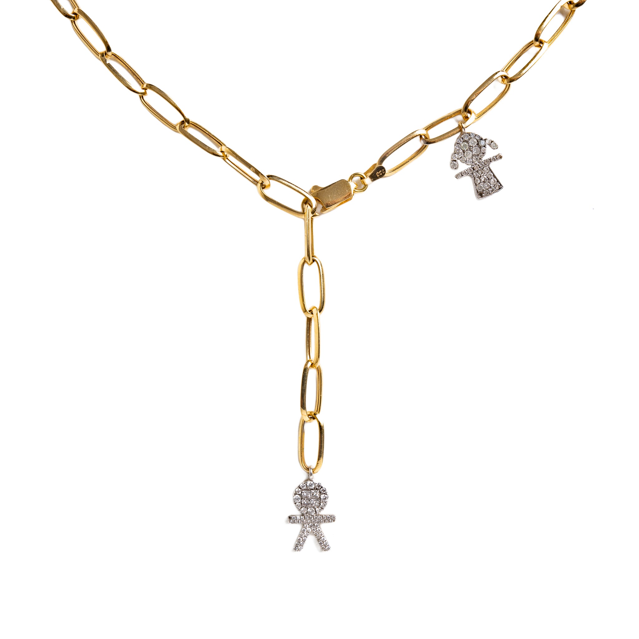 Choker Família de Elos em Ouro 18K com 2 Filhos de Diamante