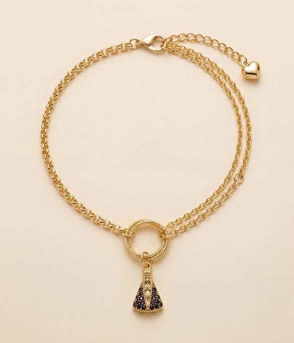 Pulseira Nossa Senhora Aparecida ouro 18k