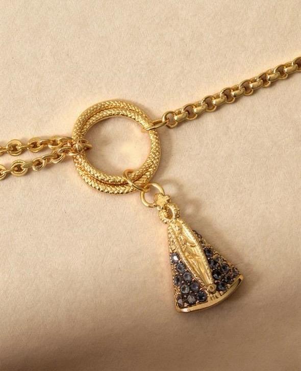 Pulseira Nossa Senhora Aparecida ouro 18k