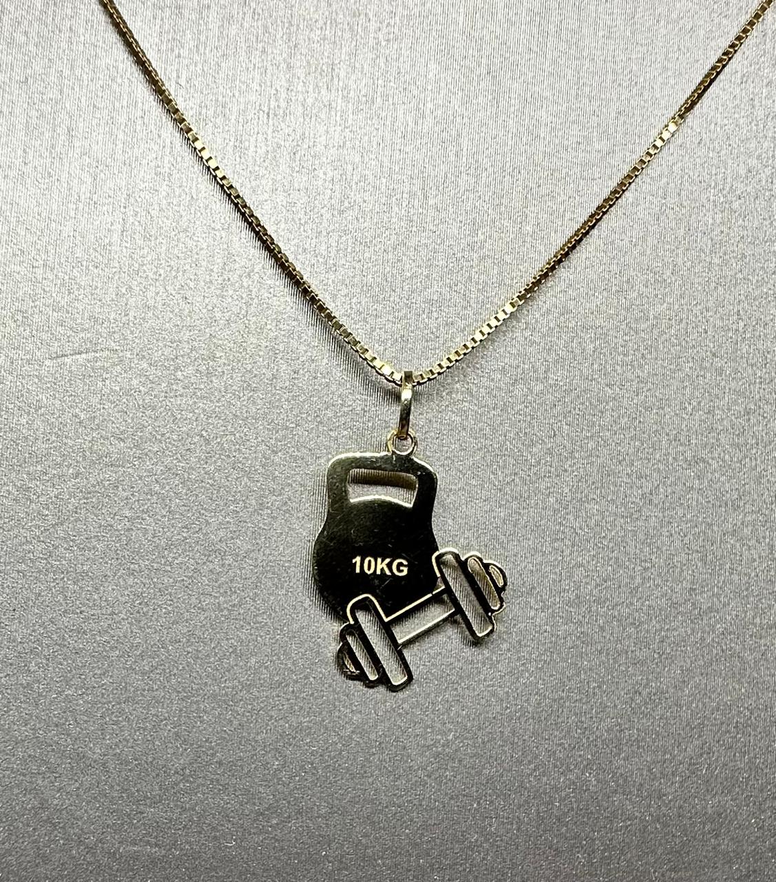 Pingente Fitness Peso Academia Ouro 18K