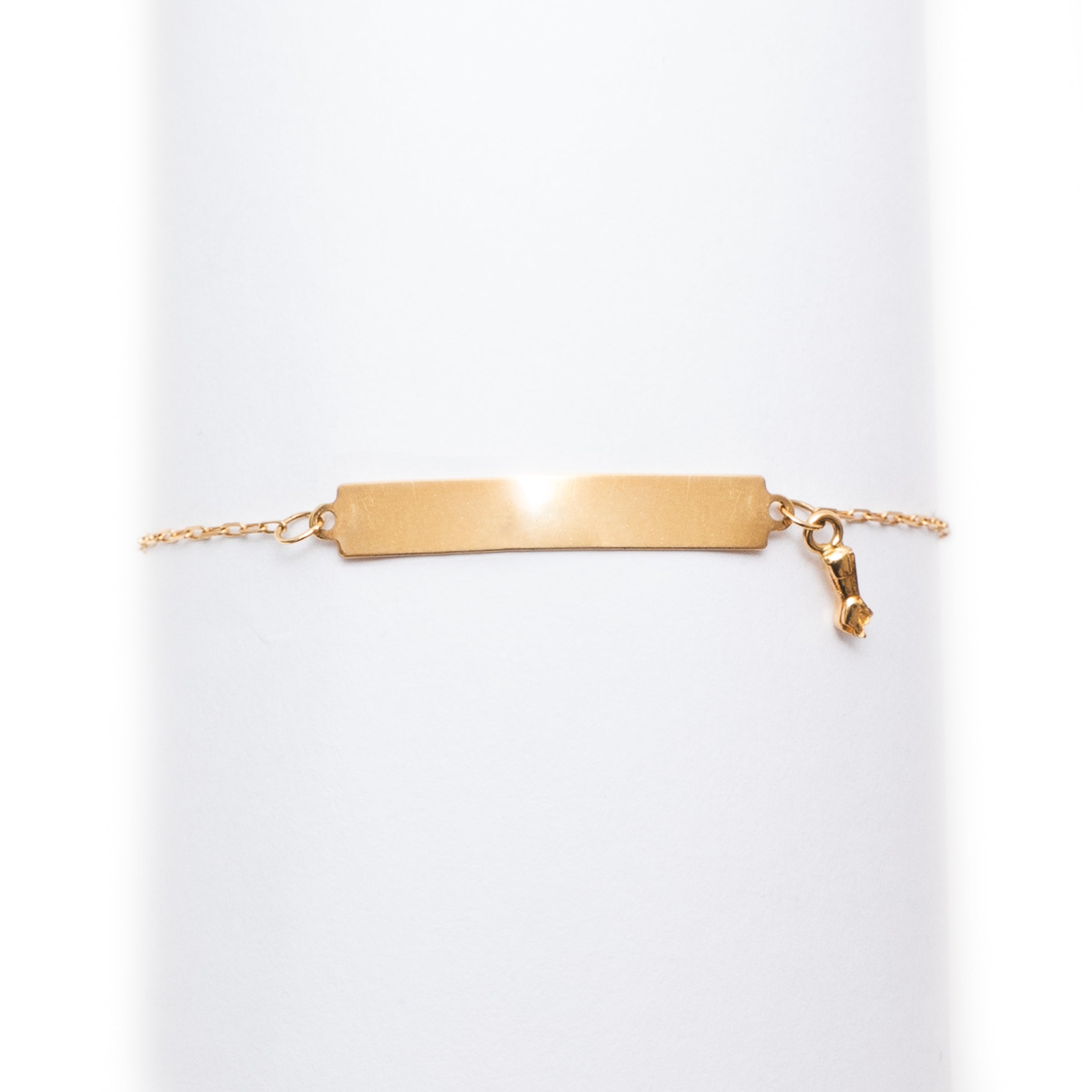 Pulseira infantil placa com figa ouro 18k